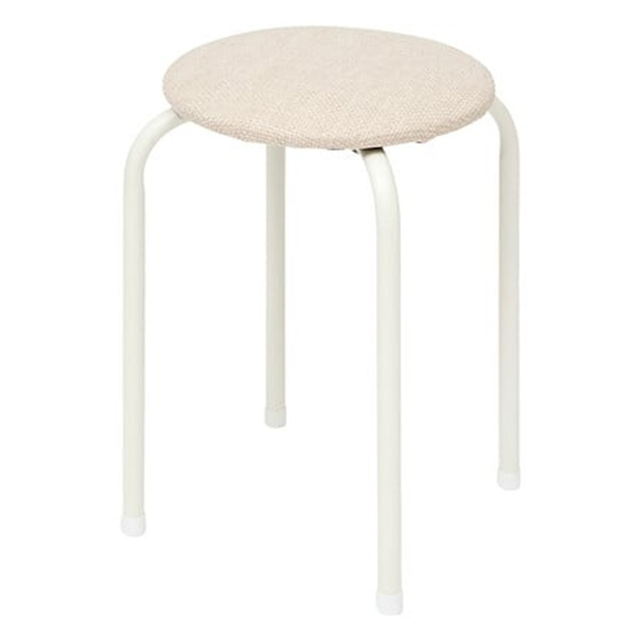 5five Stapelbaar zit krukje Fierra - metaal/polyester - wit - D38 x H46 cm - stoelen -