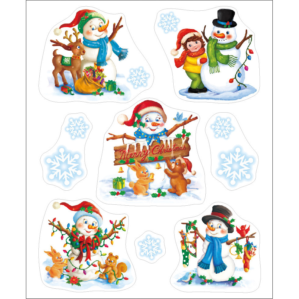 Anna's Collection Kerst raamstickers sneeuwpop - vel van x 28 cm - raamdecoratie -