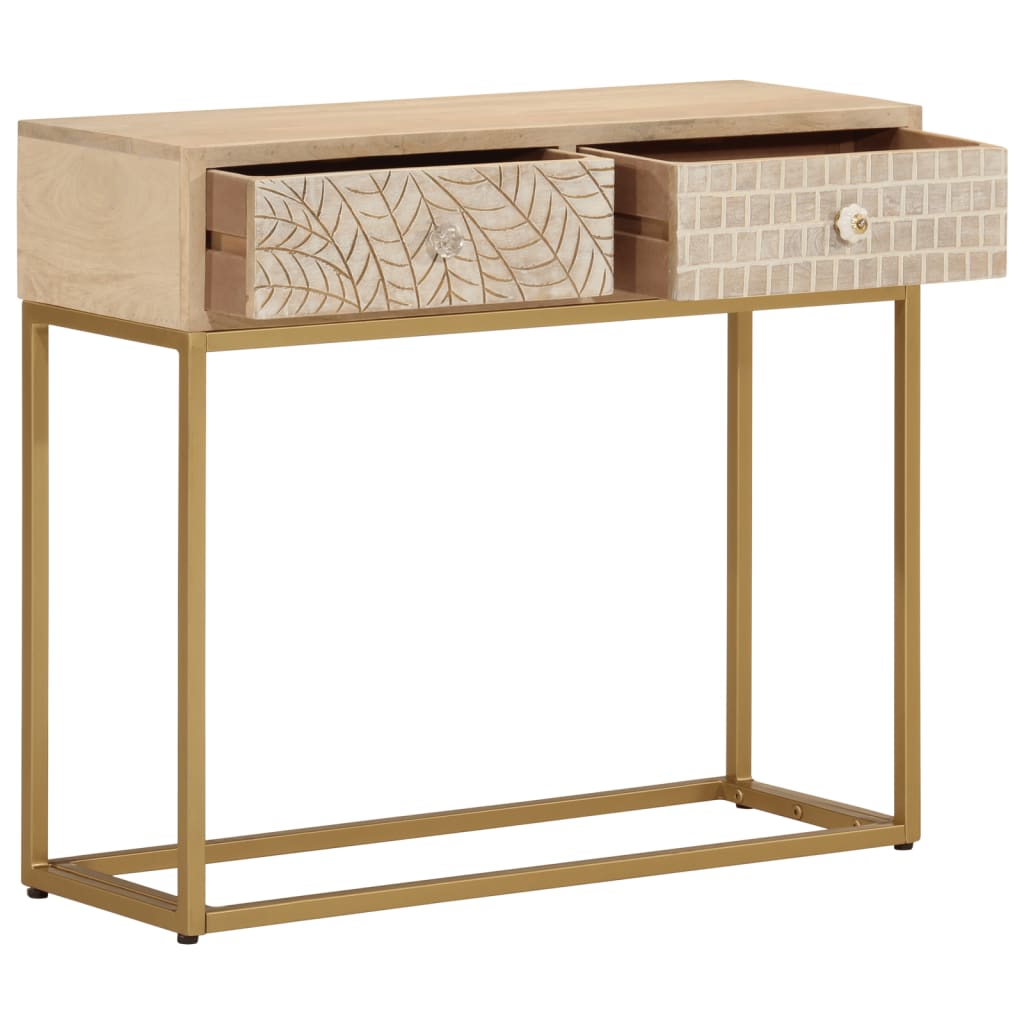 vidaXL Wandtafel 90x30x76 cm massief mangohout en ijzer