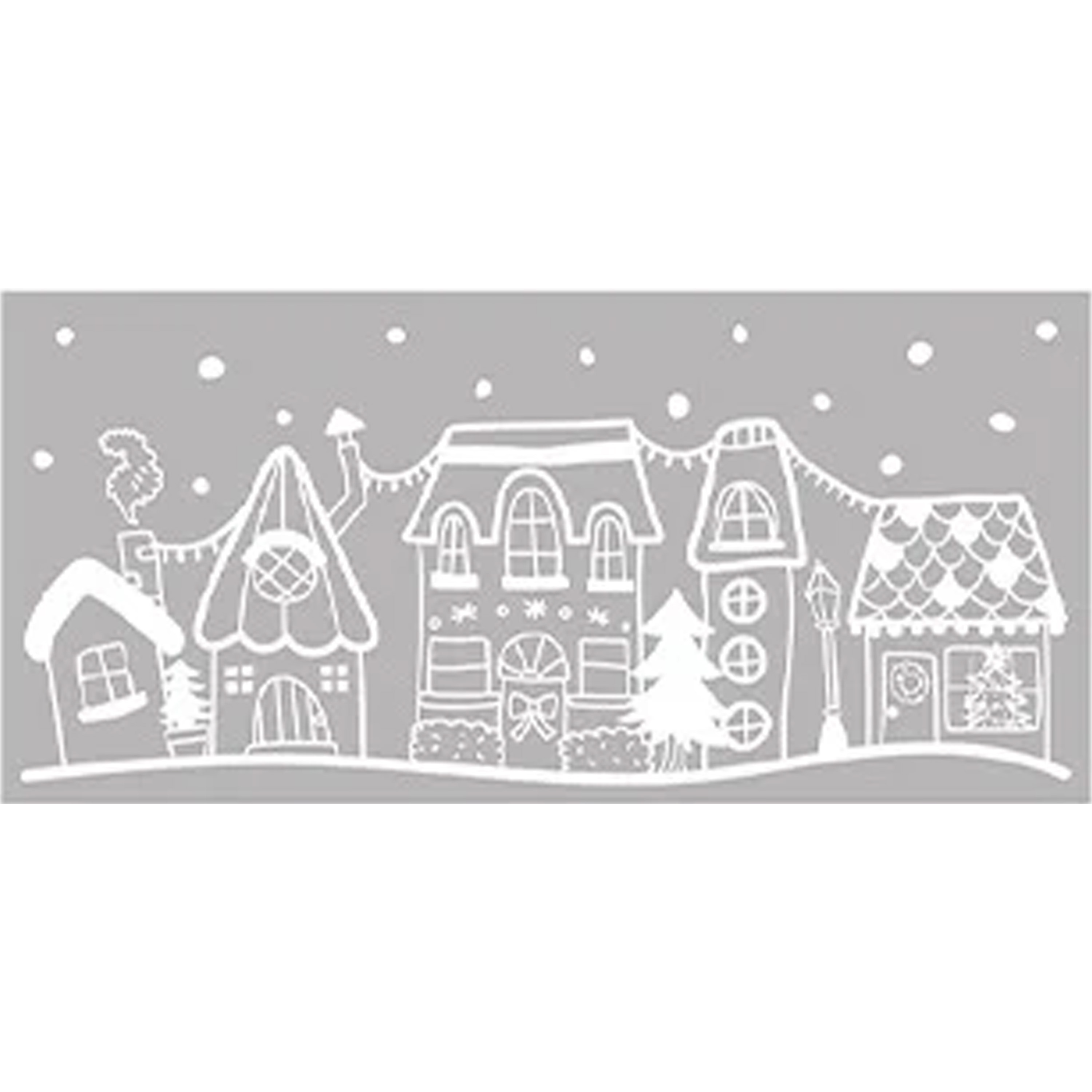 Anna's Collection Kerst raamstickers Witte huisjes - vel van 23 x 49 cm -