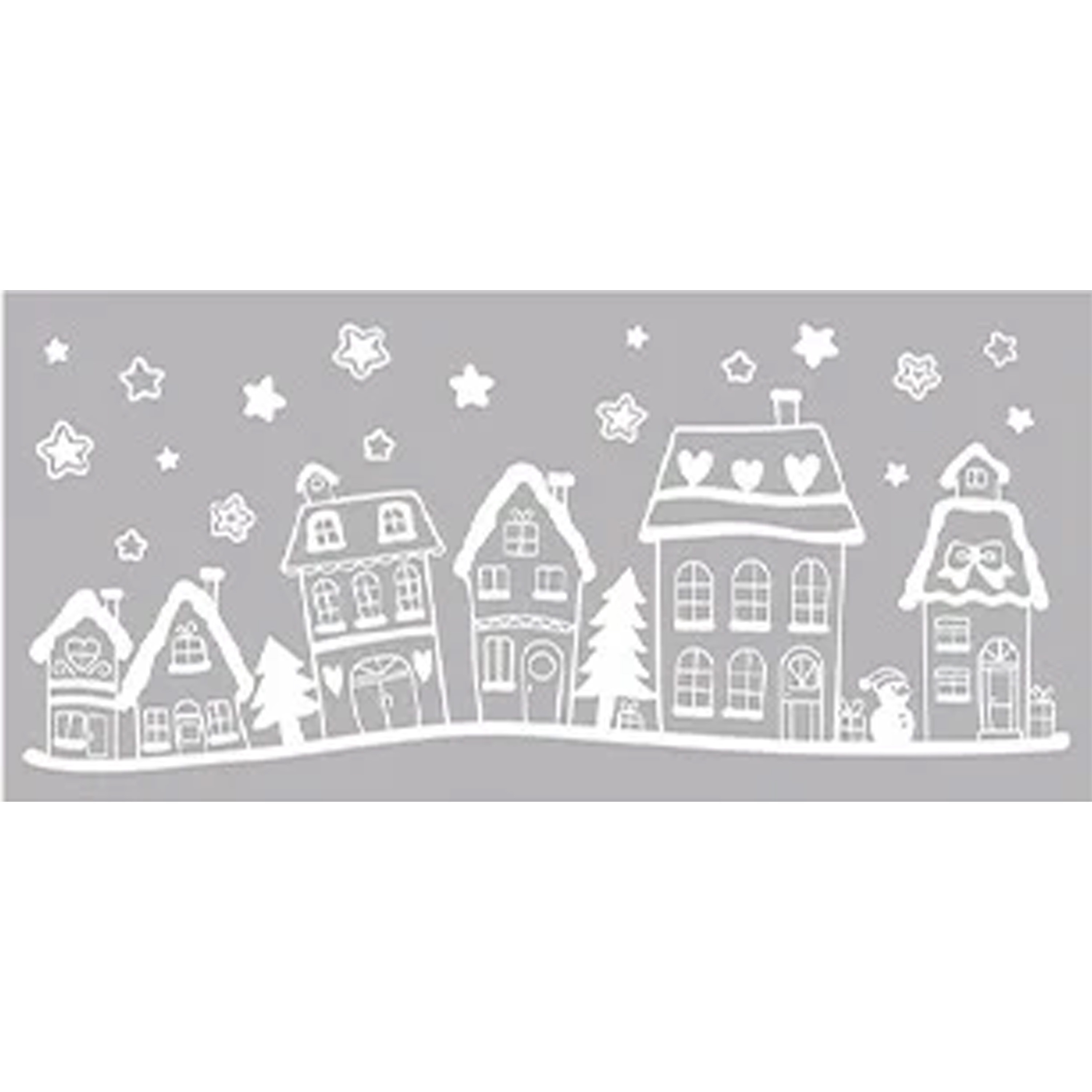Anna's Collection Kerst raamstickers witte huisjes - vel van 23 x 49 cm -