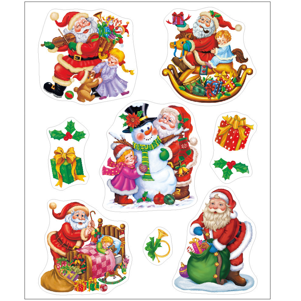 Anna's Collection Kerst raamstickers - kerstman - 34x28 cm -