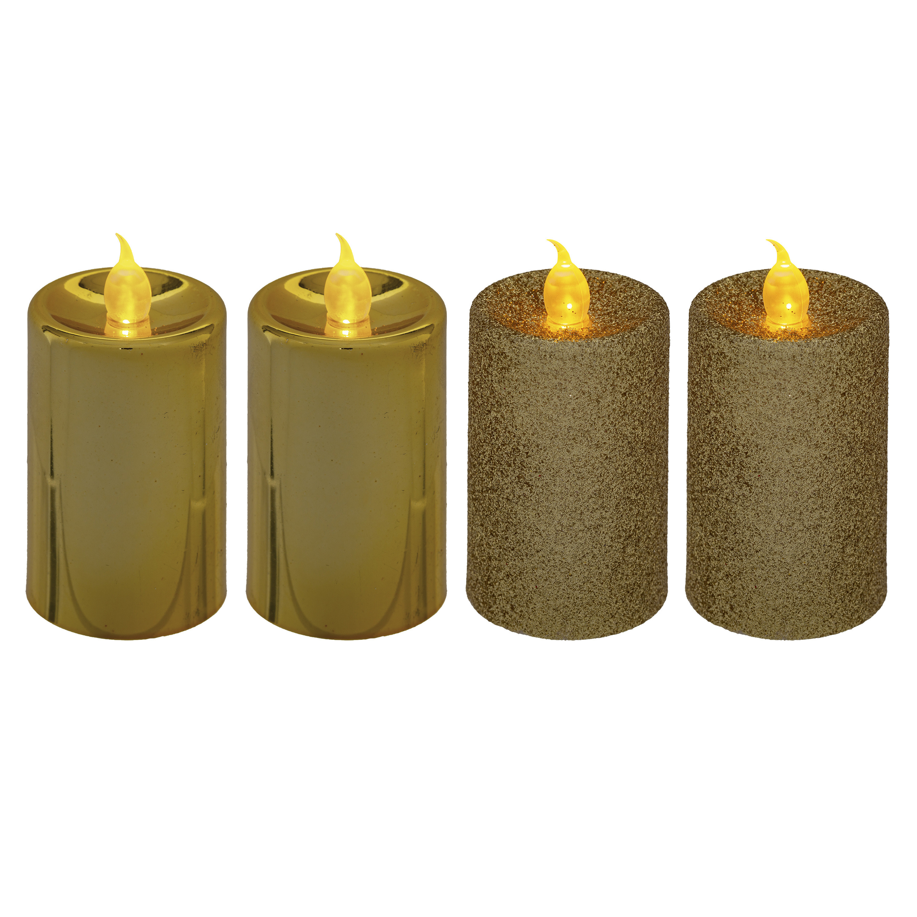 Feeric lights & Christmas Feeric lights and christmas Kaarsen - 4x stuks - goud - LED - H7,5 cm - glans en glitterafwerking -