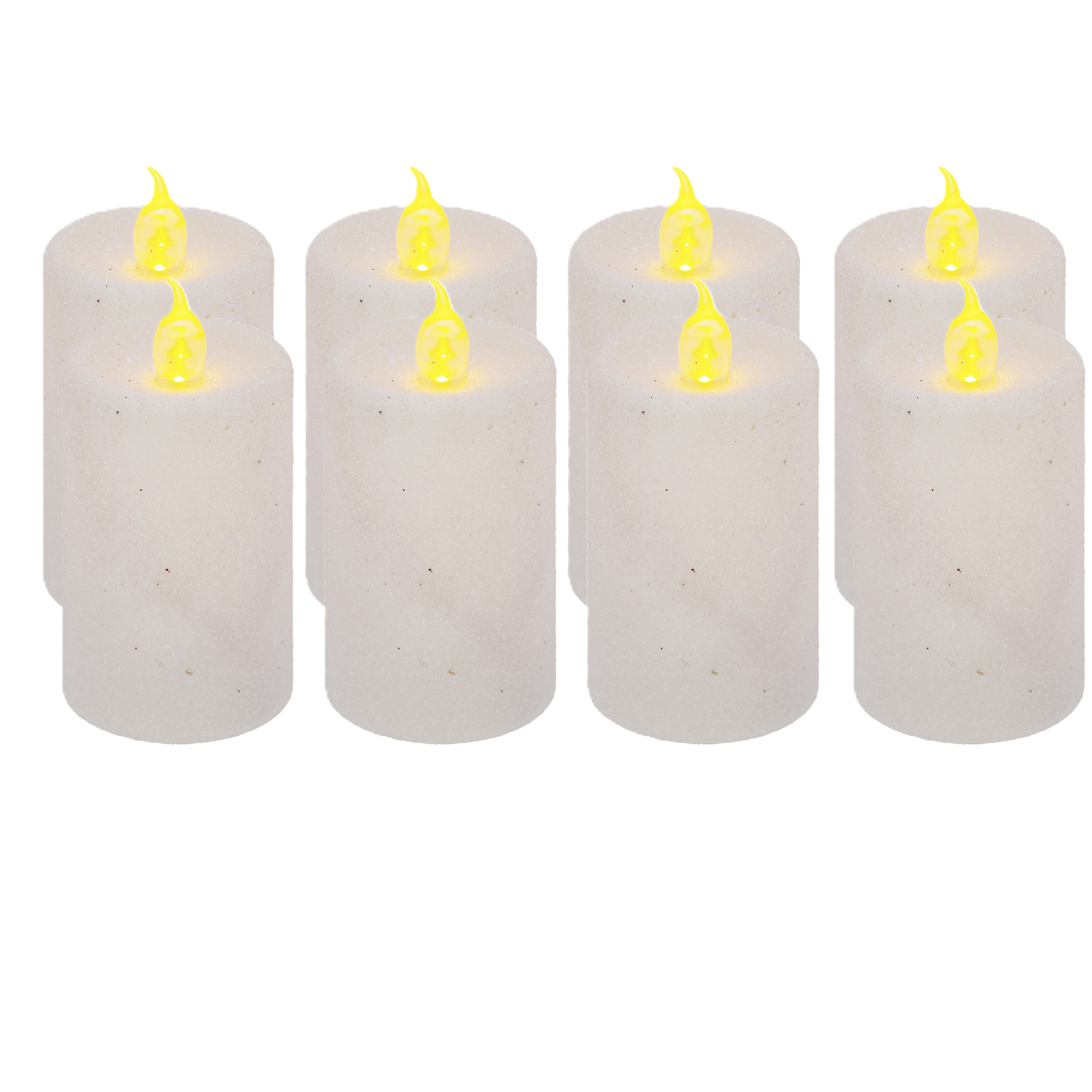Feeric lights & Christmas Feeric lights and christmas Kaarsen - 8x stuks - wit - LED - H7,5 cm - glans en glitterafwerking -