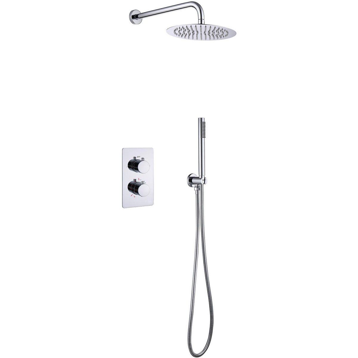BES LED Inbouw Thermostatische Regendoucheset - Leoni - Regendouchekop 25 cm - Chroom