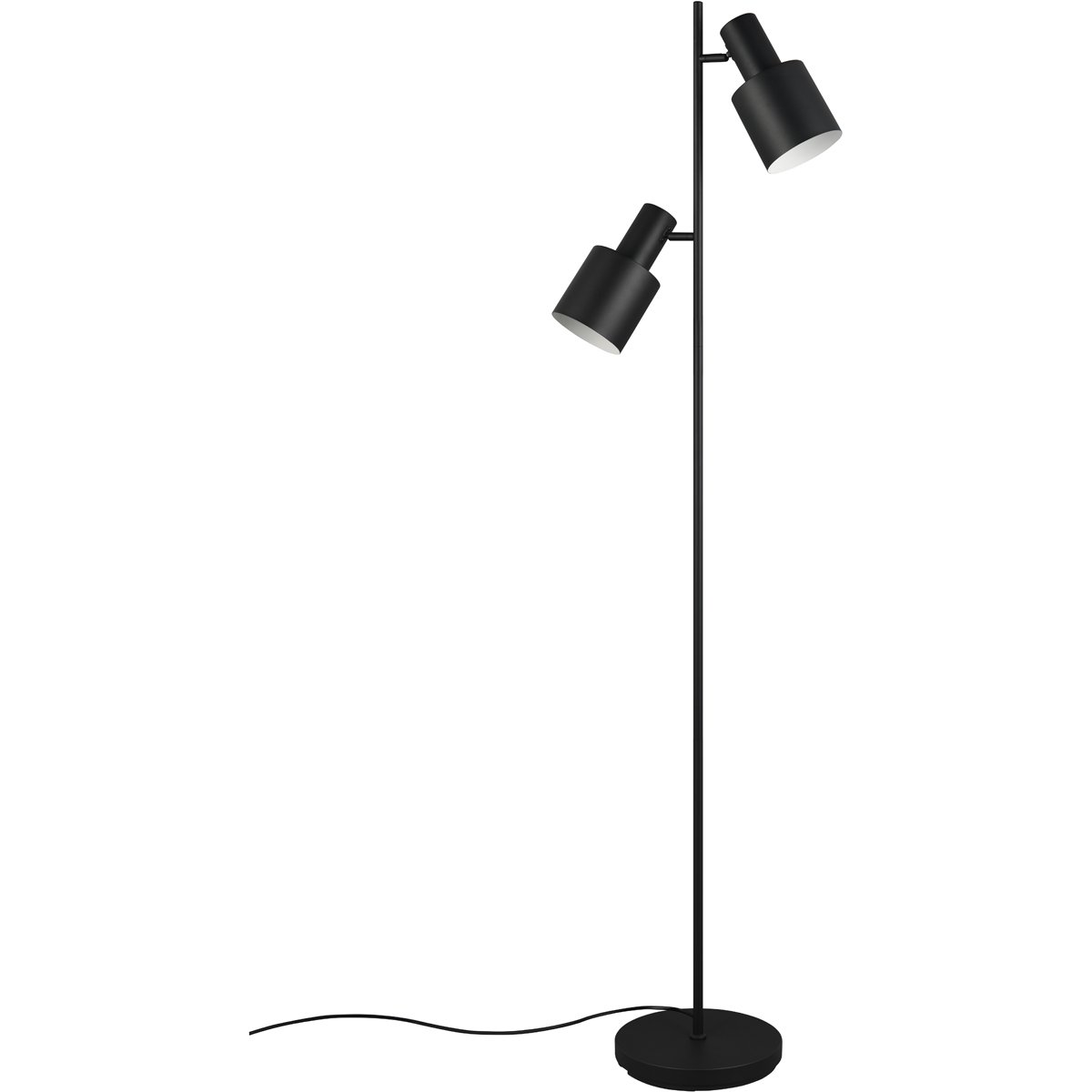 BES LED LED Vloerlamp - Trion Guido - E27 Fitting - 2-lichts - IP20 - Voetschakelaar - Mat Zwart - Metaal