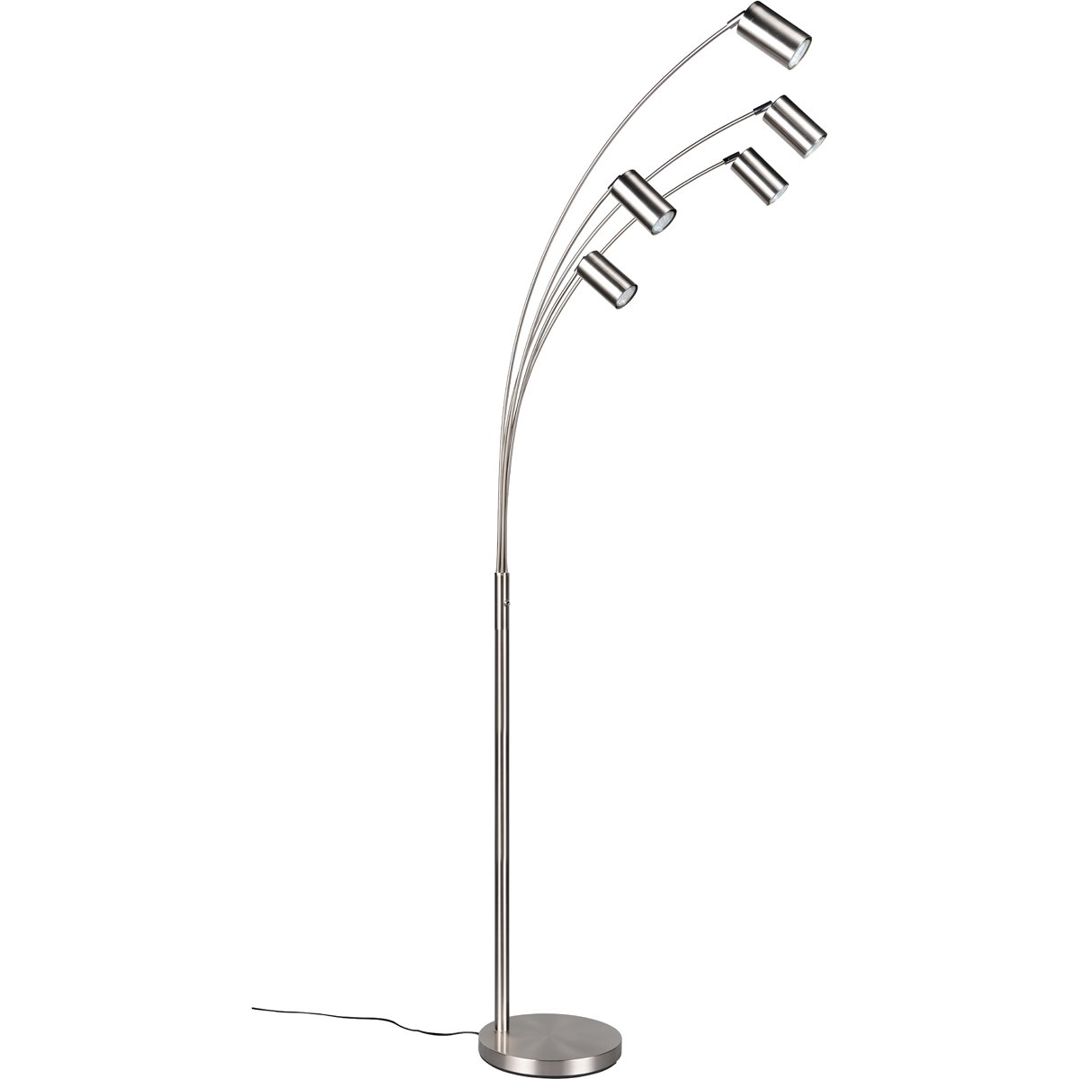 BES LED LED Vloerlamp - Trion Harley - GU10 Fitting - 5-lichts - IP20 - Schakelaar - Rond - Mat Nikkel - Metaal