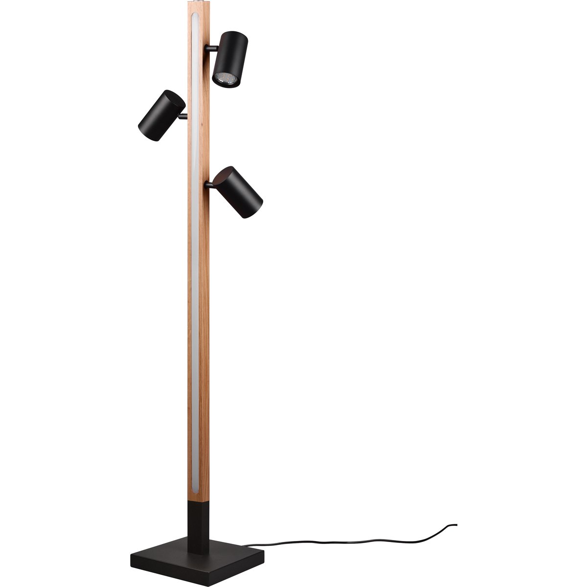 BES LED LED Vloerlamp - Trion Harley - GU10 Fitting - 3000K - Warm Wit - 4-lichts - IP20 - Schakelaar - Mat Zwart - Metaal
