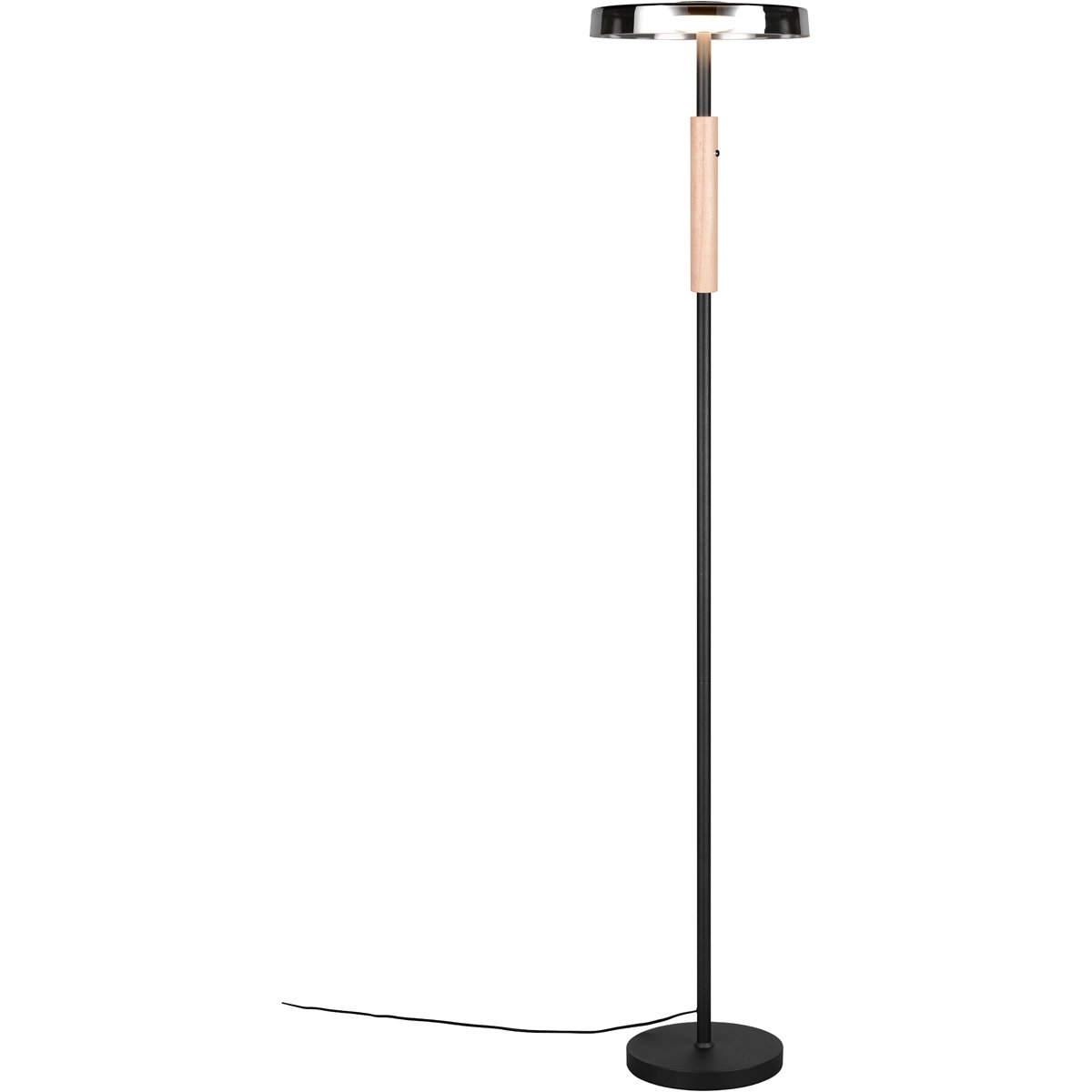 BES LED LED Vloerlamp - Trion Loti - 15W - Warm Wit 3000K - Aanraakschakelaar - Mat Zwart - Metaal