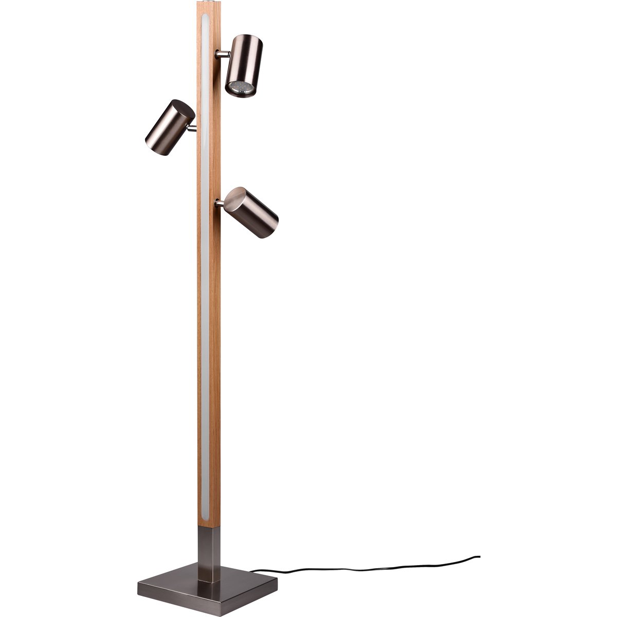 BES LED LED Vloerlamp - Trion Harley - GU10 Fitting - 3000K - Warm Wit - 4-lichts - IP20 - Schakelaar - Mat Nikkel - Metaal