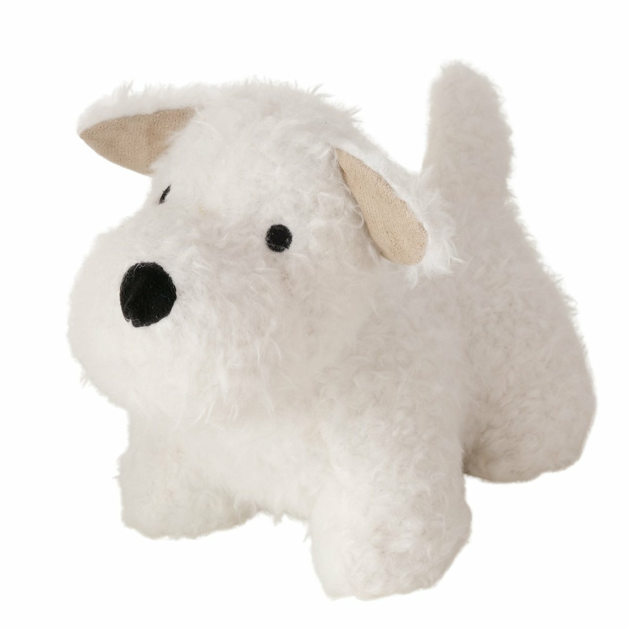 Boltze Deurstopper Hondje - 1 kg - wit - knuffeldier - H17 cm - deurstop -