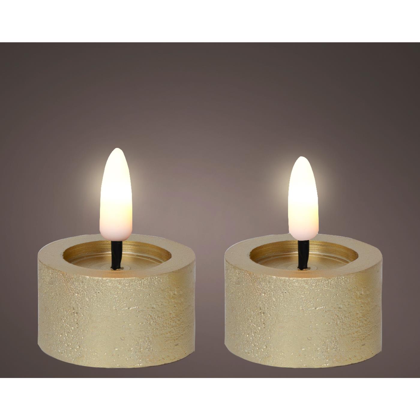 Lumineo LED Theelichtenset wax goud Ø4,4xH5,2cm