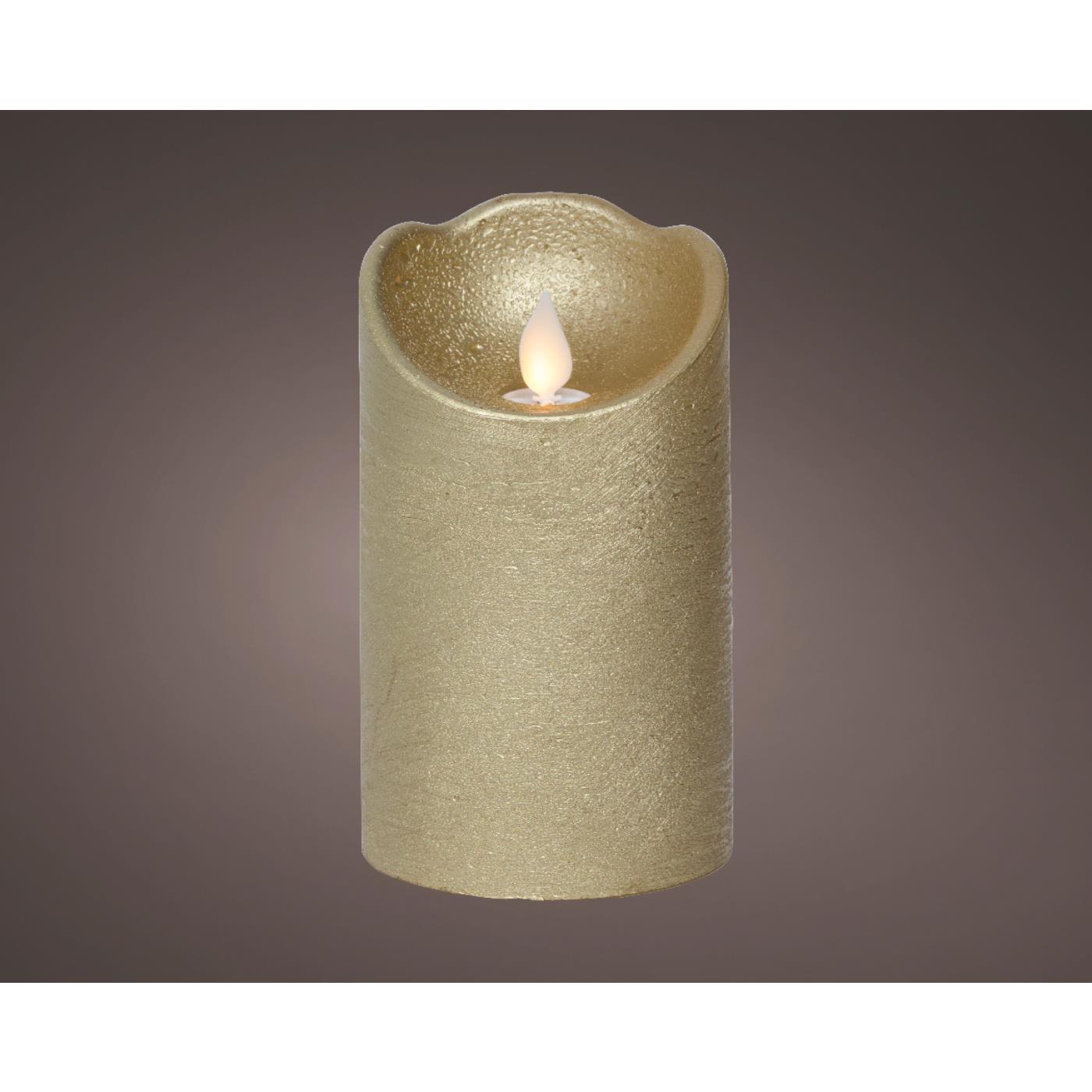 Lumineo LED Waving kaars wax goud Ø7,5xH12,5cm