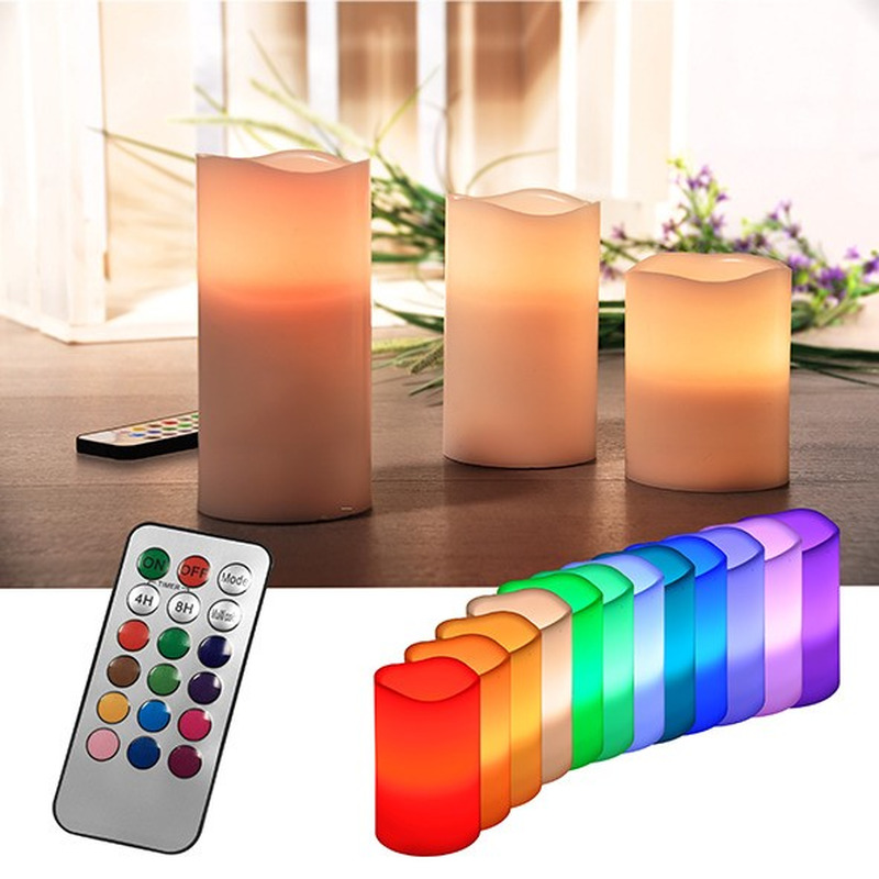 Merkloos HI LED kaarsen - stompkaarsen - 2x stuks - color changing - met afstandsbediening -