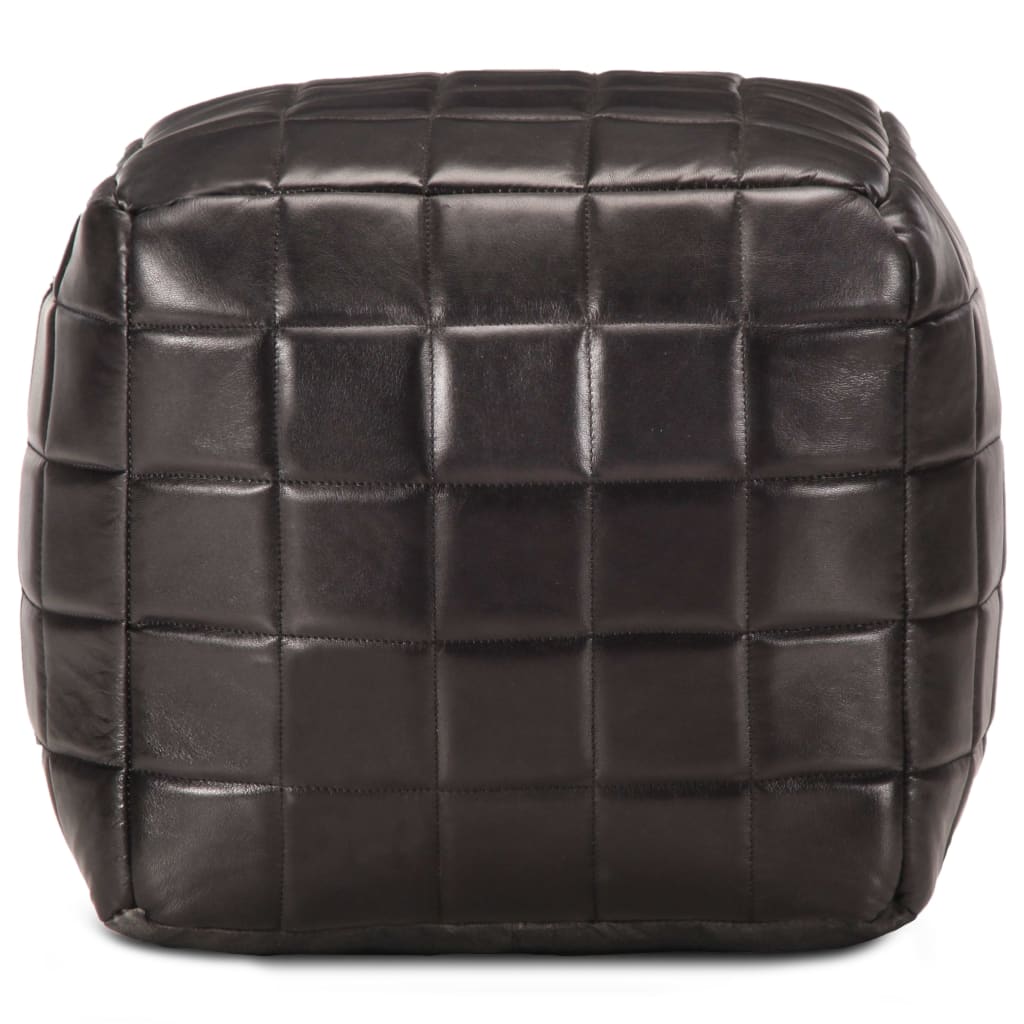vidaXL Poef 40x40x40 cm echt geitenleer zwart