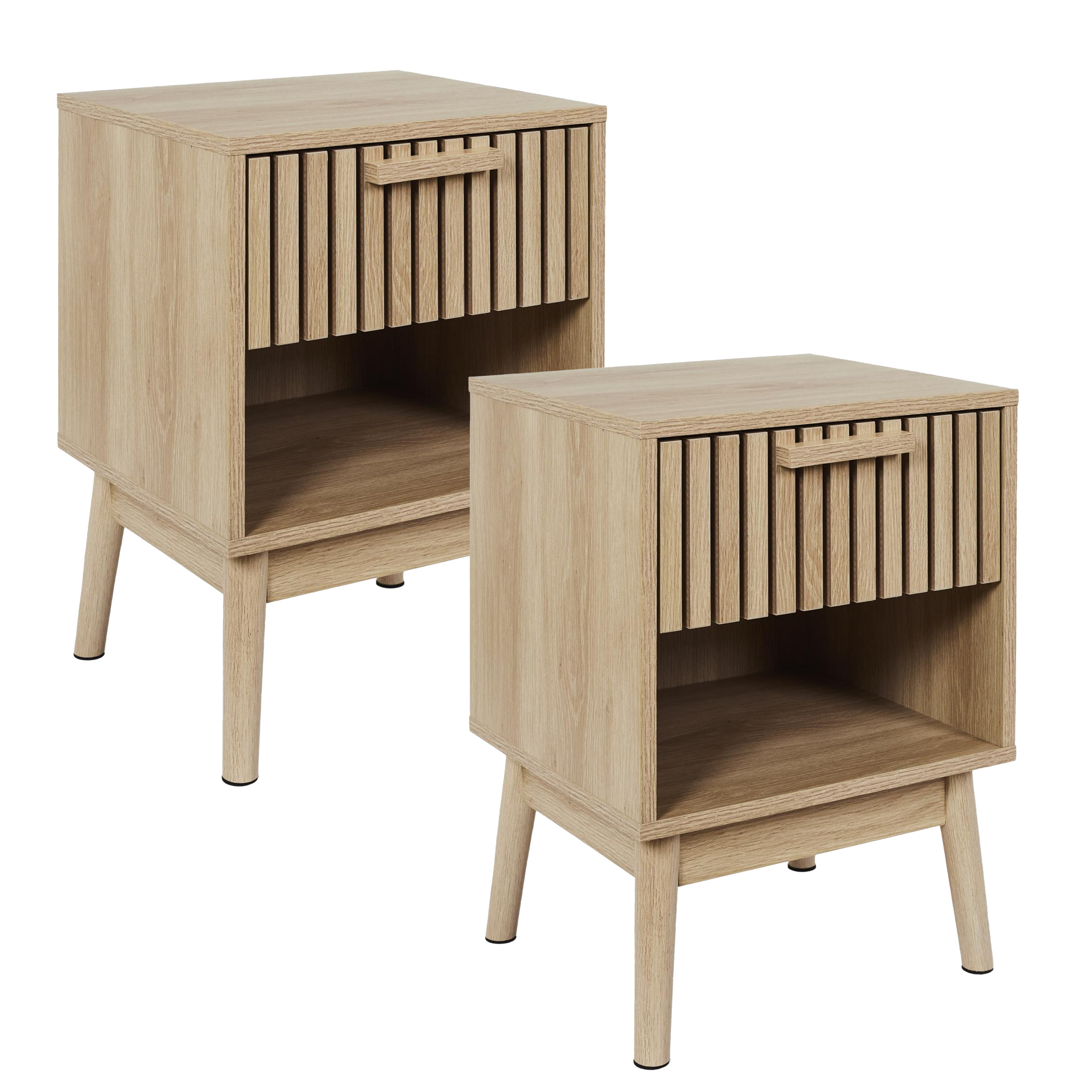 Home Deco Factory Nachtkastje - 2x - bruin - hout - x 55 x 35 cm - natuurlijke look -