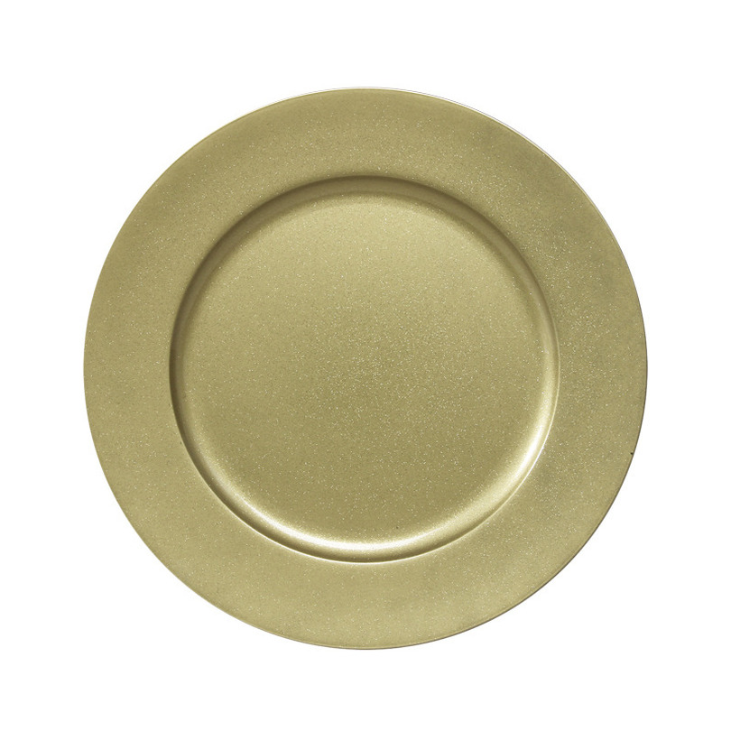 Othmar Decorations Kaarsenbord - goud glitters - D33 cm - kunststof - kaarsen onderborden -
