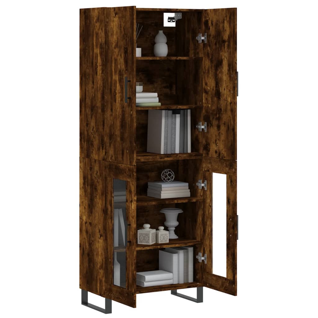 vidaXL Hoge kast 69,5x34x180 cm bewerkt hout gerookt eikenkleurig