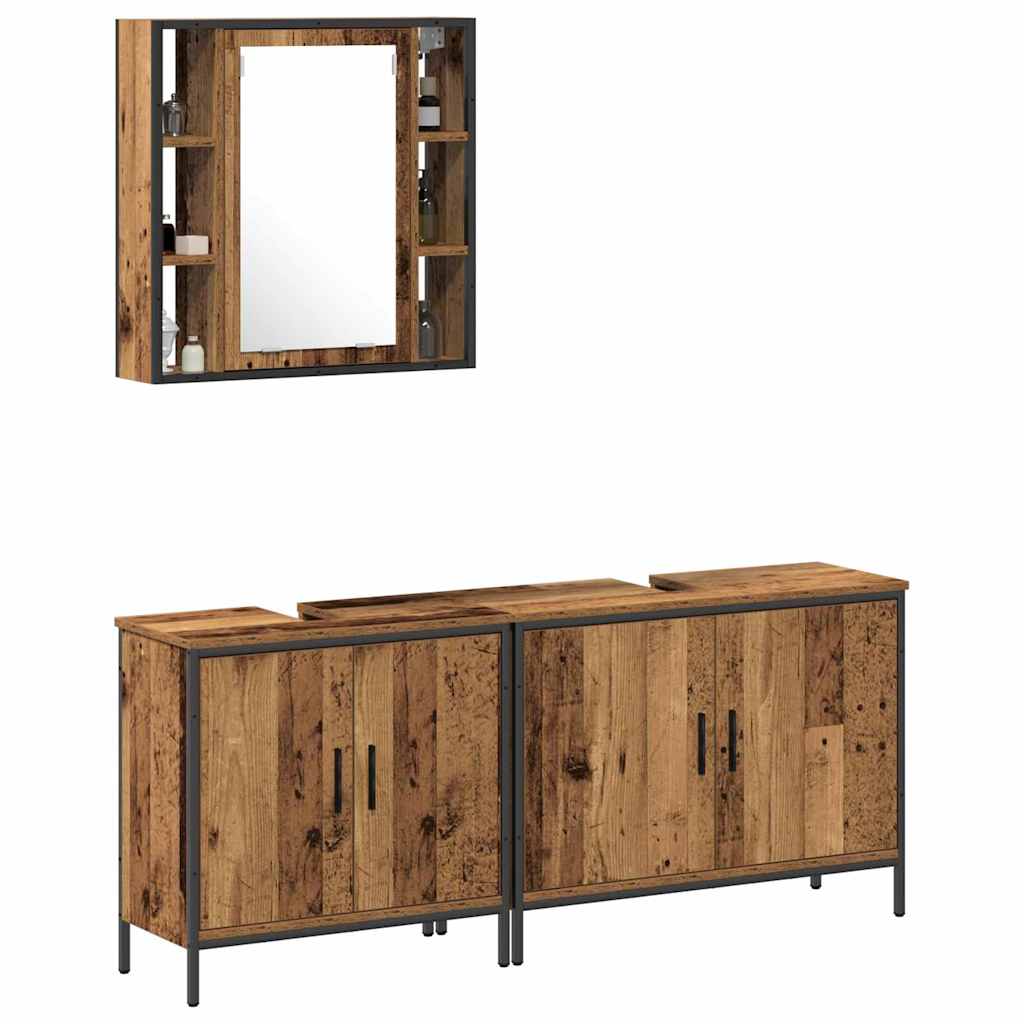vidaXL Badkamermeubelset 3 pcs Bruin 60 x 16 x 60 cm Bewerkt hout