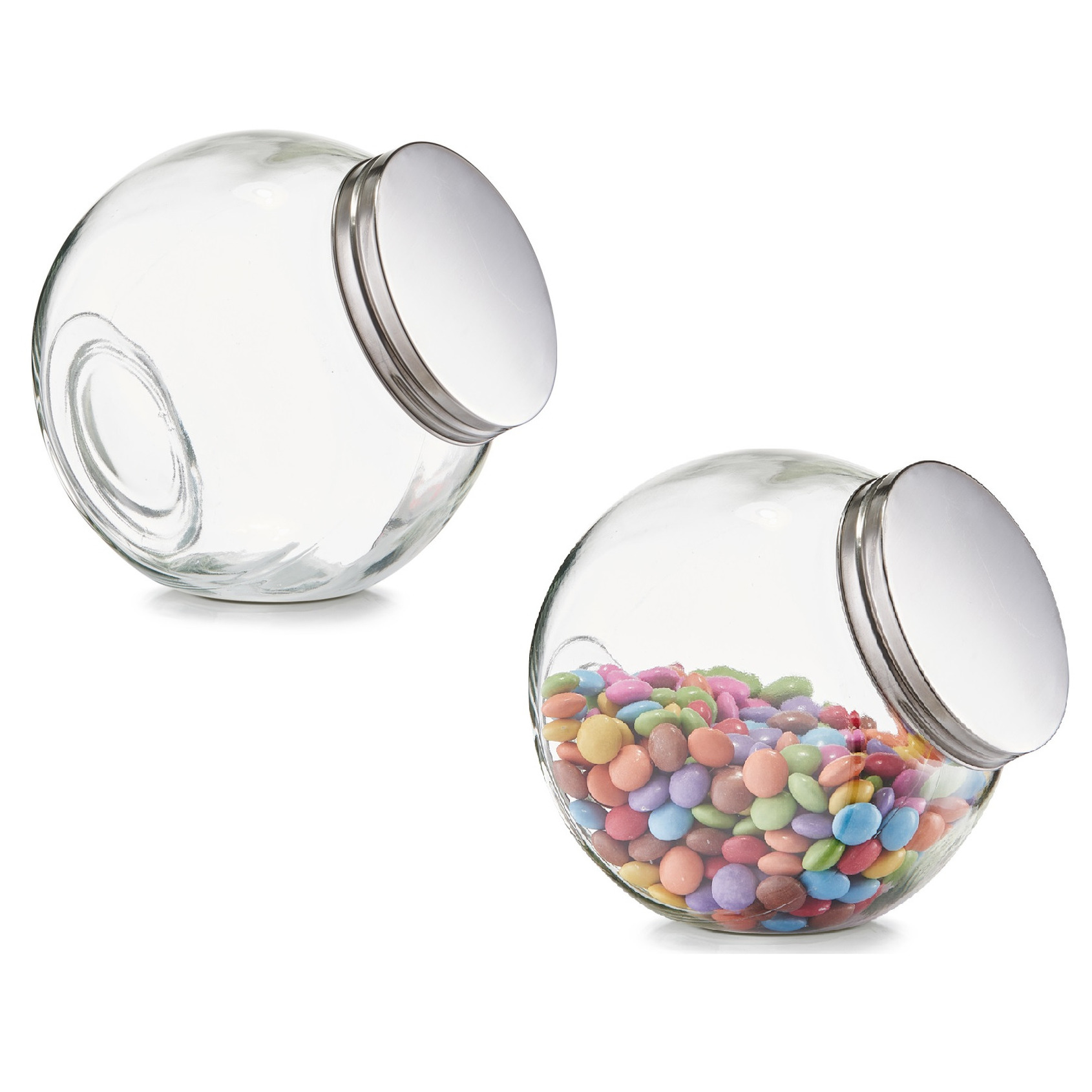 Zeller Glazen voorraadpot - 5x - snoeppot - 1200 ml - 15 x 10 cm - Bewaarpot - Voedsel bewaren -