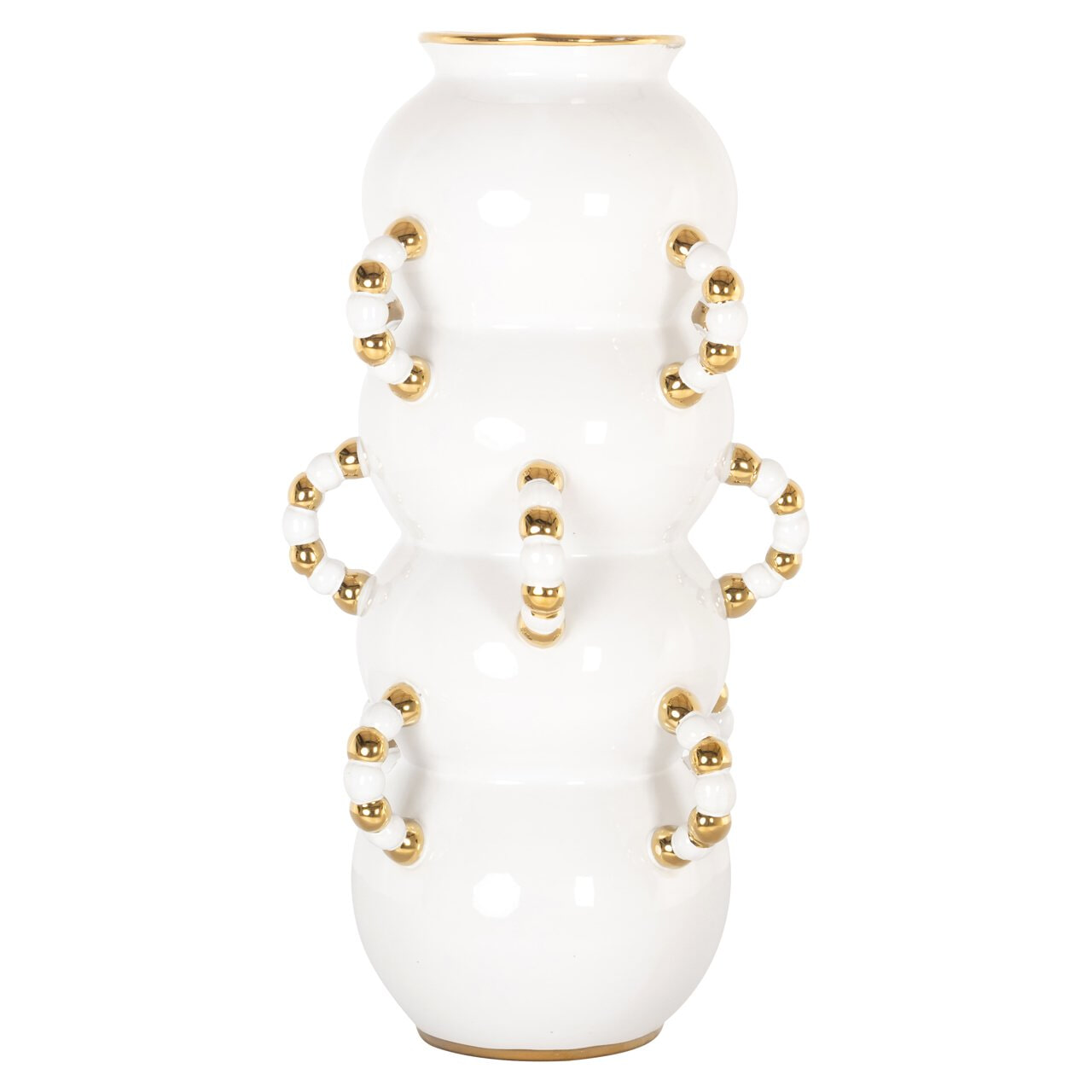 Richmond Interiors Richmond Vaas Pippy 47cm - Wit/Goud