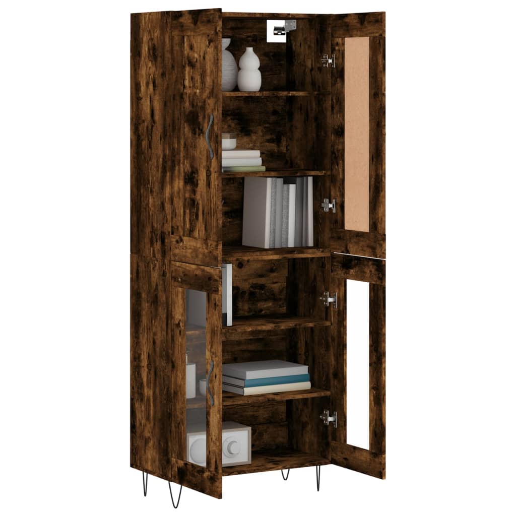 vidaXL Hoge kast 69,5x34x180 cm bewerkt hout gerookt eikenkleurig