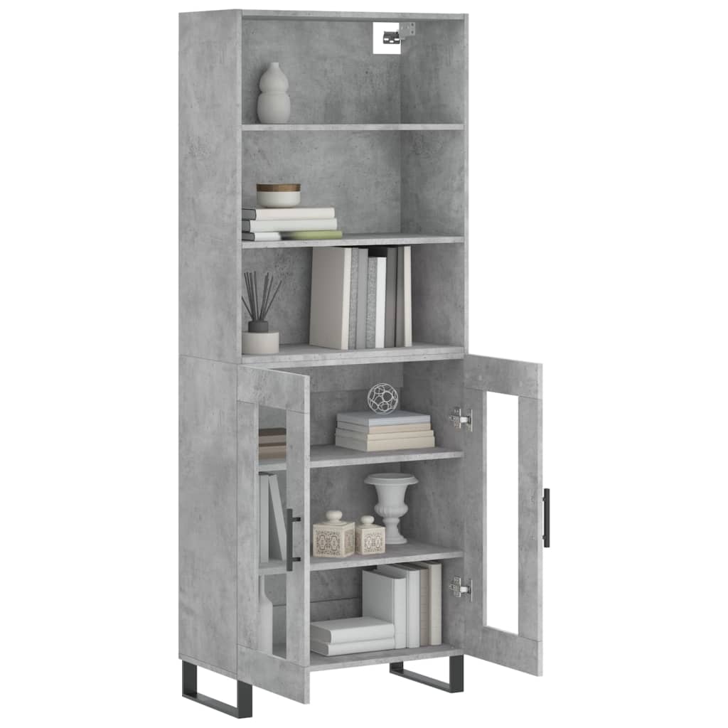 vidaXL Hoge kast 69,5x34x180 cm bewerkt hout betongrijs