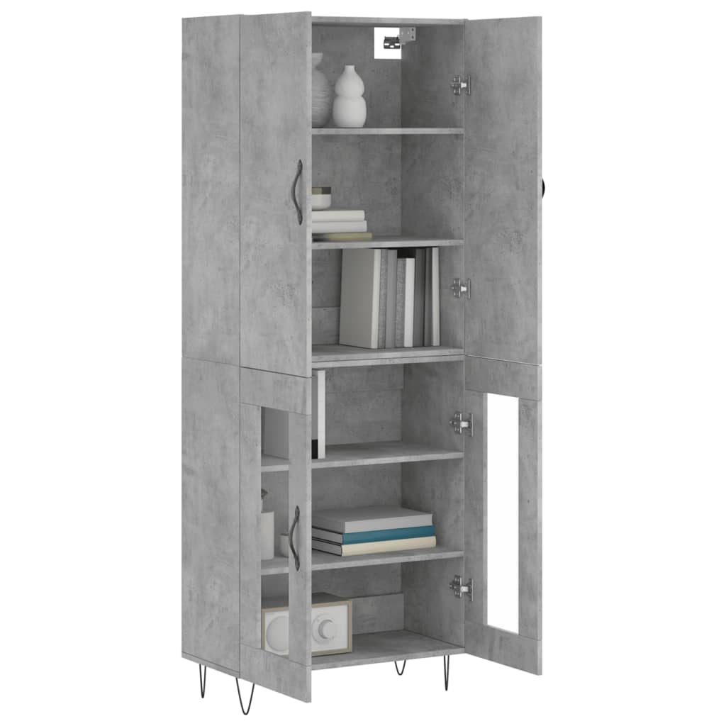 vidaXL Hoge kast 69,5x34x180 cm bewerkt hout betongrijs