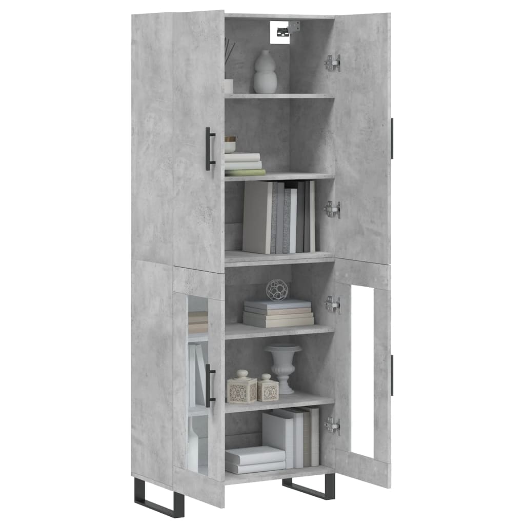 vidaXL Hoge kast 69,5x34x180 cm bewerkt hout betongrijs