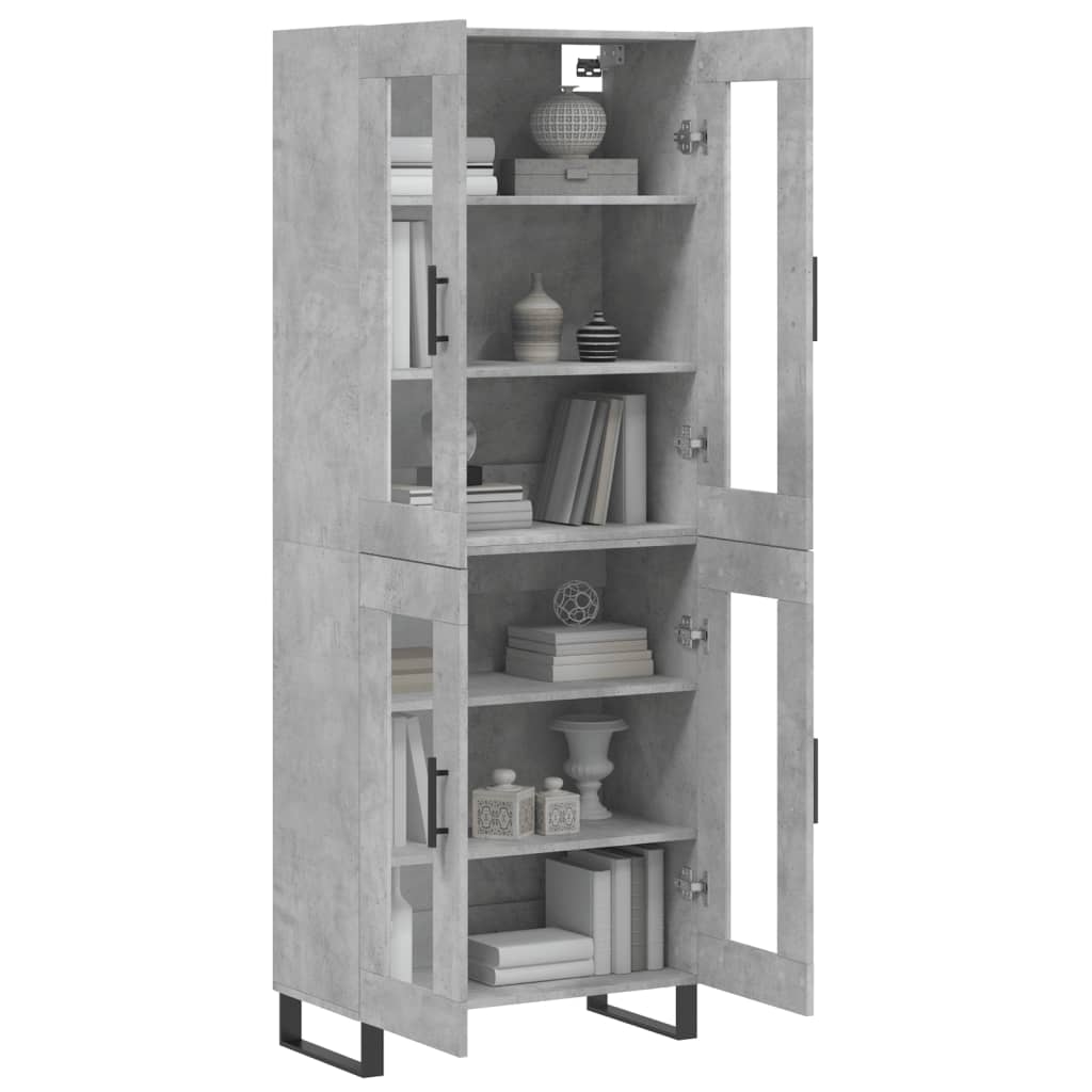 vidaXL Hoge kast 69,5x34x180 cm bewerkt hout betongrijs