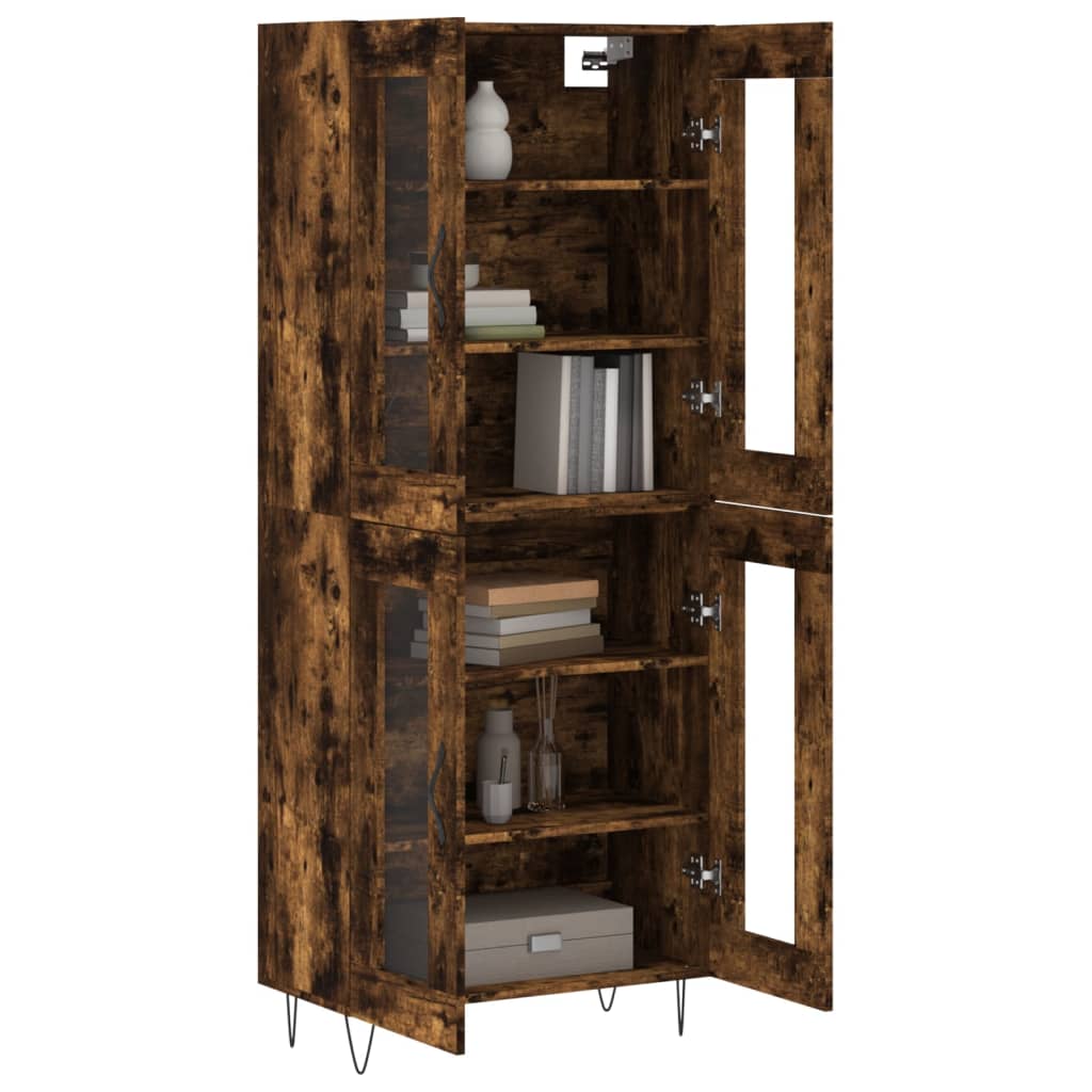 vidaXL Hoge kast 69,5x34x180 cm bewerkt hout gerookt eikenkleurig