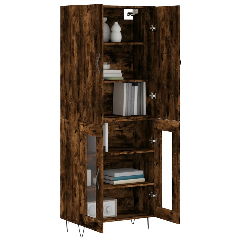 vidaXL Hoge kast 69,5x34x180 cm bewerkt hout gerookt eikenkleurig