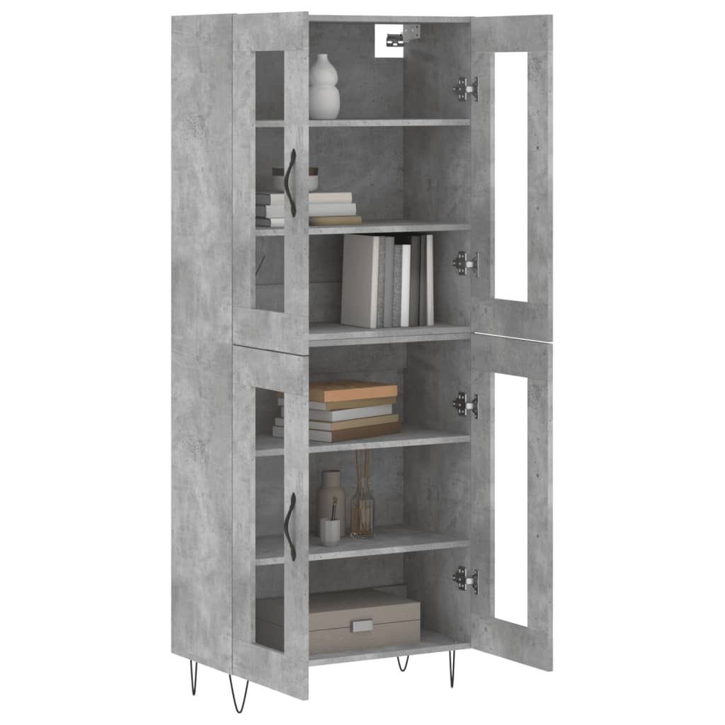 vidaXL Hoge kast 69,5x34x180 cm bewerkt hout betongrijs
