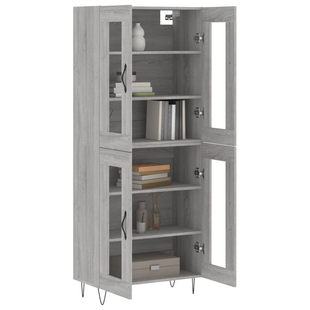 vidaXL Hoge kast 69,5x34x180 cm bewerkt hout grijs sonoma eikenkleurig