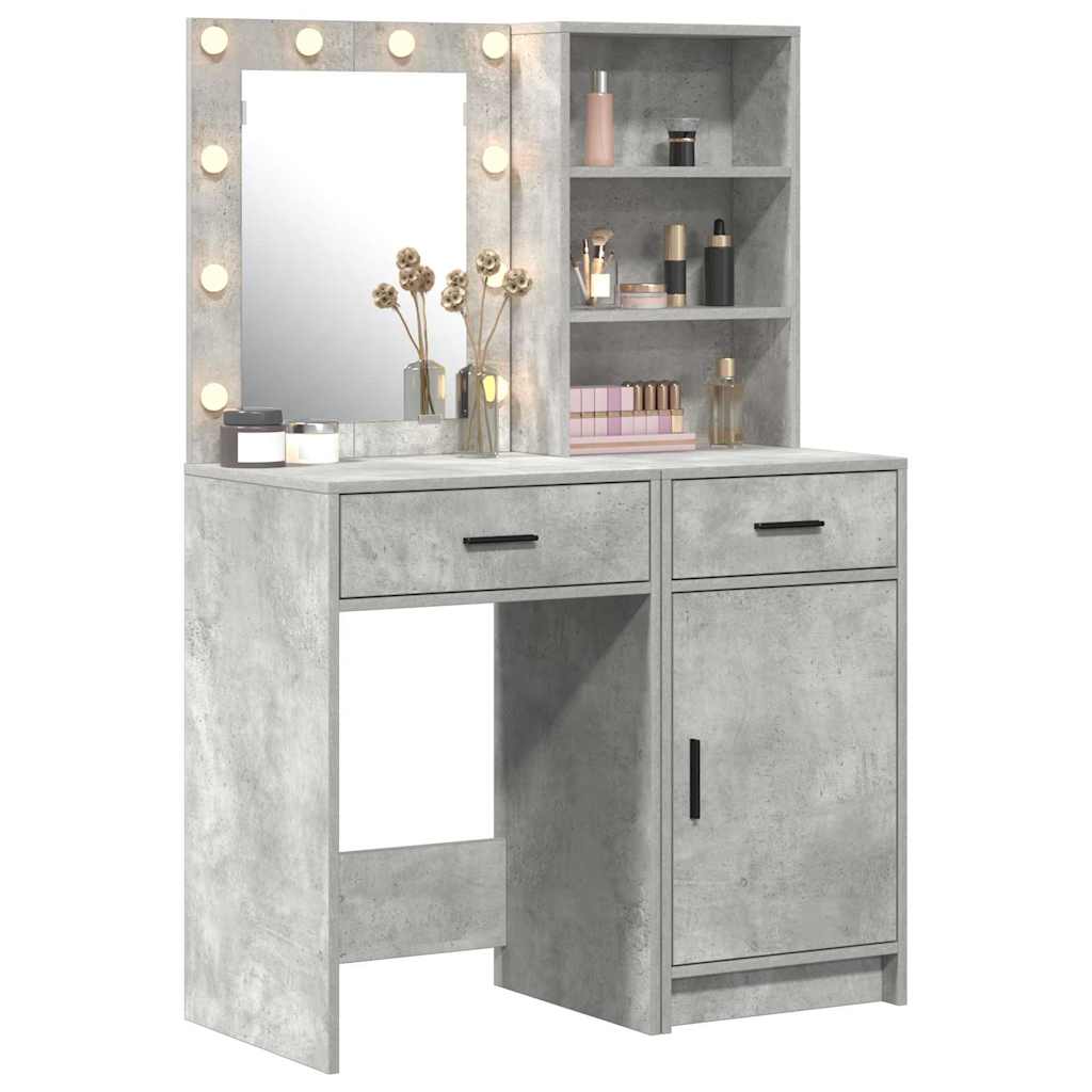 vidaXL Toilettafel Set 2 pcs Beton Grijs 50 x 41 x 135 cm Bewerkt hout