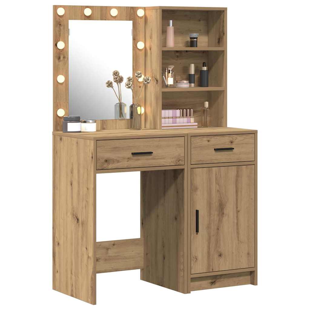 vidaXL Toilettafel Set 2 pcs artisanaal eikenkleurig 50 x 41 x 135 cm