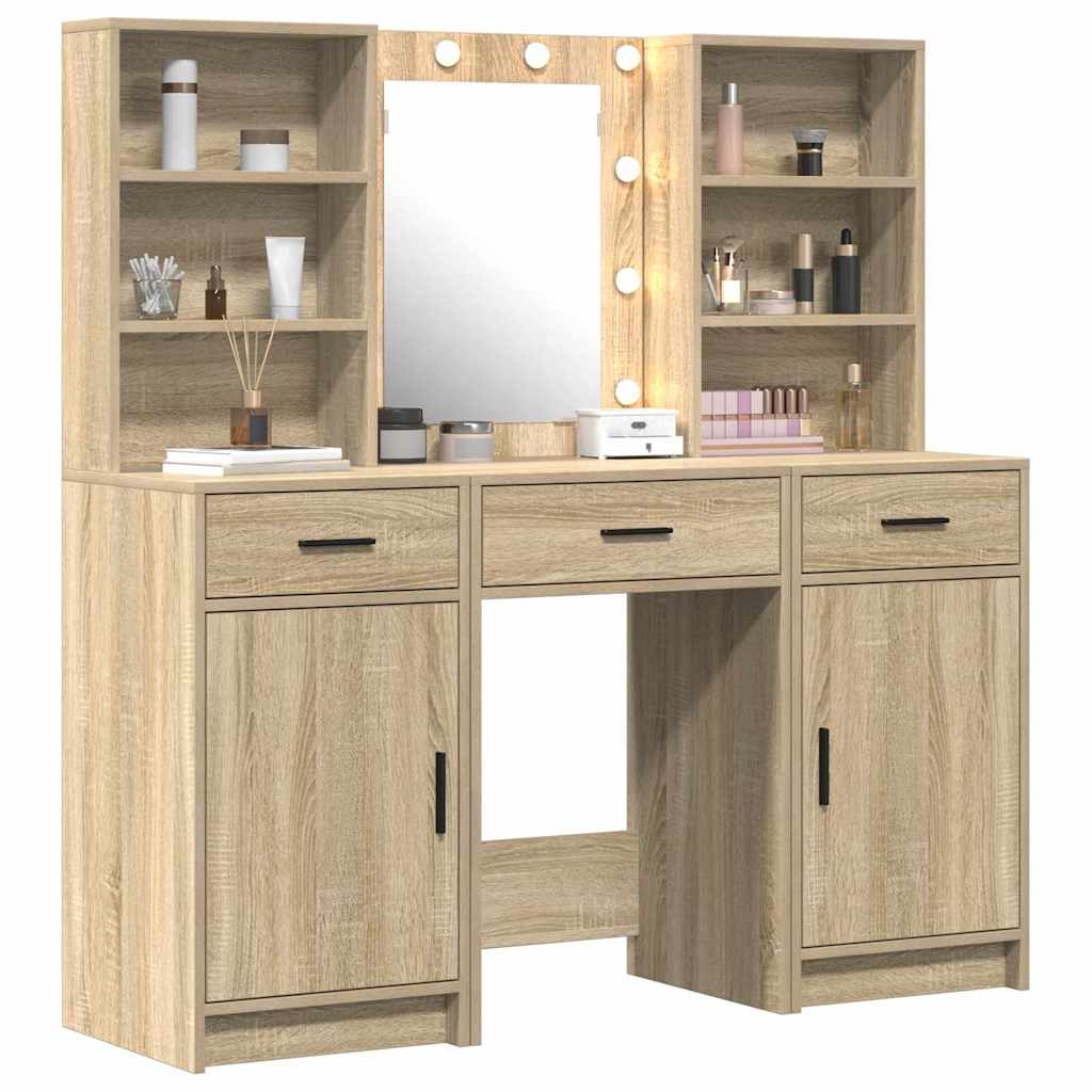 vidaXL Toilettafel Set met lade 3 pcs Sonoma Eiken 50 x 41 x 135 cm