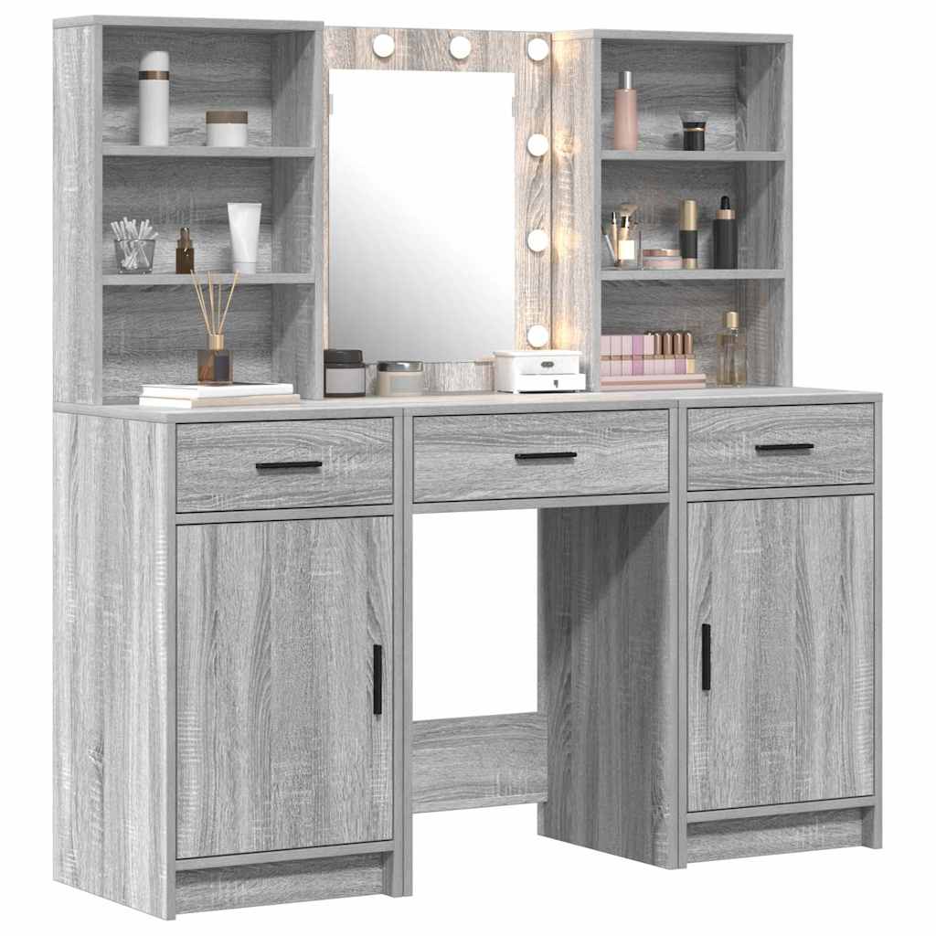 vidaXL Toilettafel Set met lade 3 pcs Grijs sonoma 50 x 41 x 135 cm