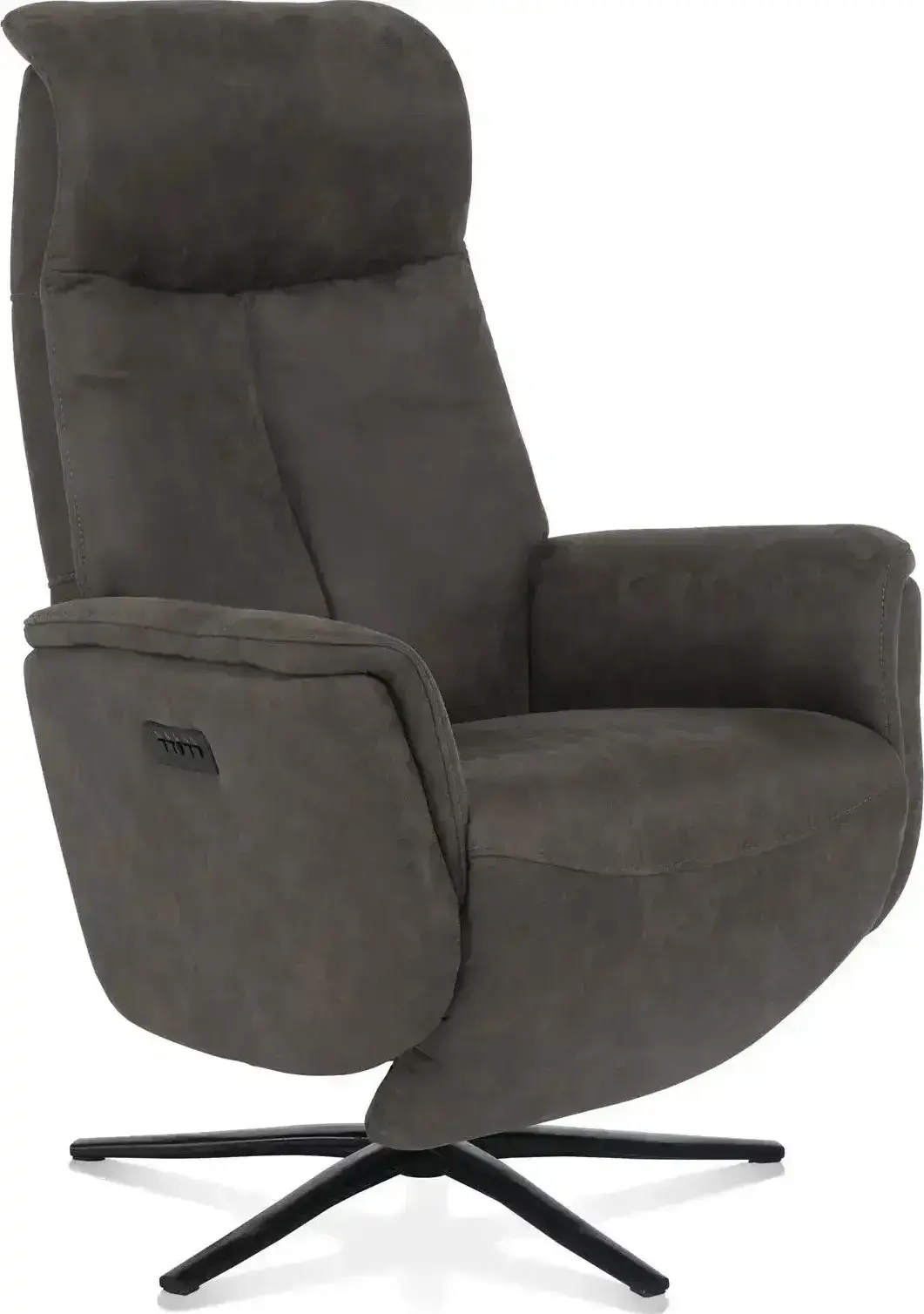 Henders en Hazel | Nocara relax-fauteuil - manueel - zwarte poot - vaste hoofdsteun - stof Oregon - lava | Zitmeubels woonkamer | Relaxfauteuil
