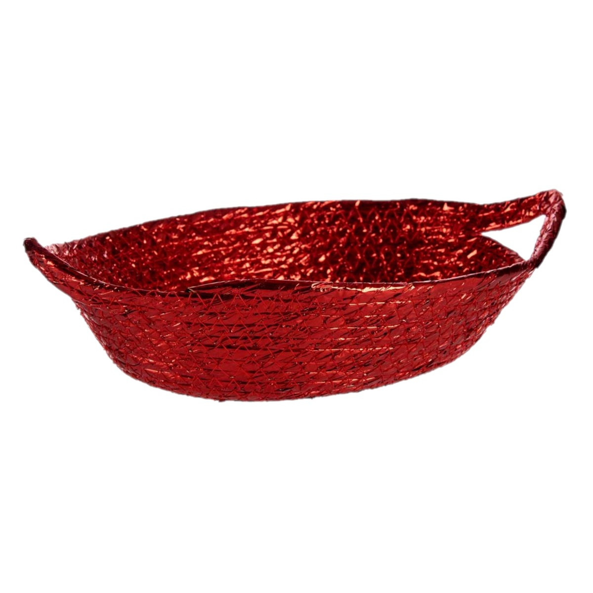 Krist+ broodmandje - metallic rood - 26 x 22 x 8 cm - zeegras - kerst opbergmandje -