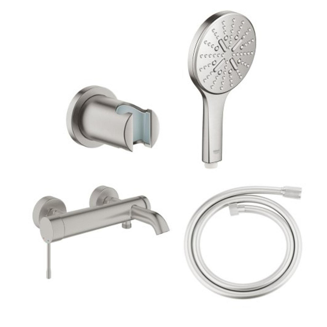 Grohe Essence New bad-/douchekraan met 3 standen handdoucheset en doucheslang supersteel SW73256/SW73279/SW472426/SW862668