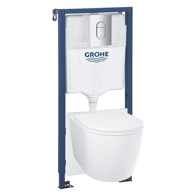 Grohe Bau toiletset diepspoel - rimless -  Rapid SL inbouwreservoir - softclose toiletzitting - bedieningsplaat chroom 103849sh00