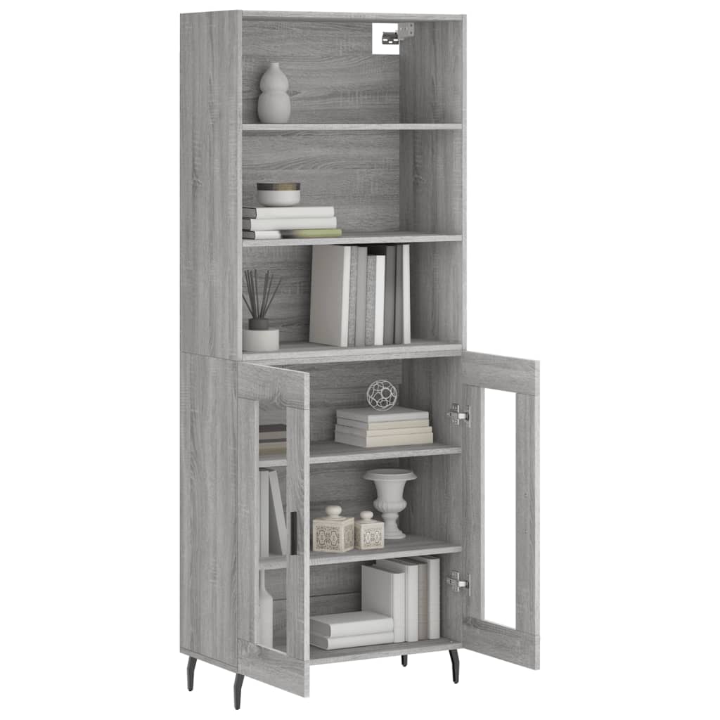 vidaXL Hoge kast 69,5x34x180 cm bewerkt hout grijs sonoma eikenkleurig