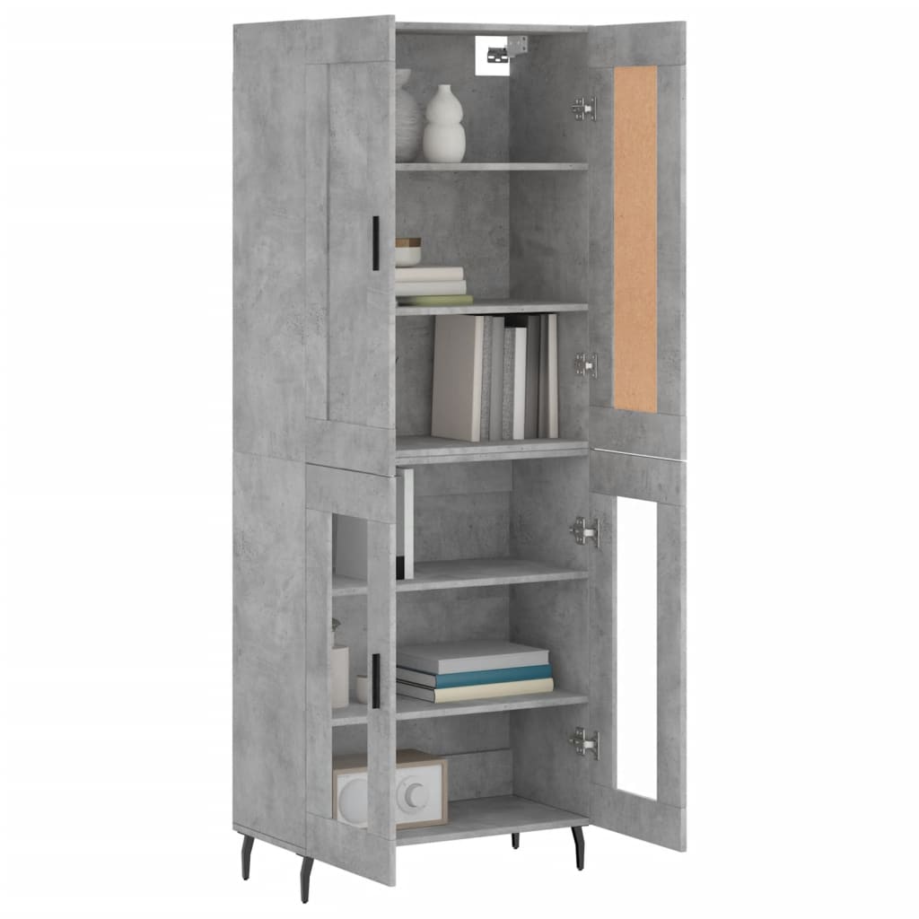 vidaXL Hoge kast 69,5x34x180 cm bewerkt hout betongrijs