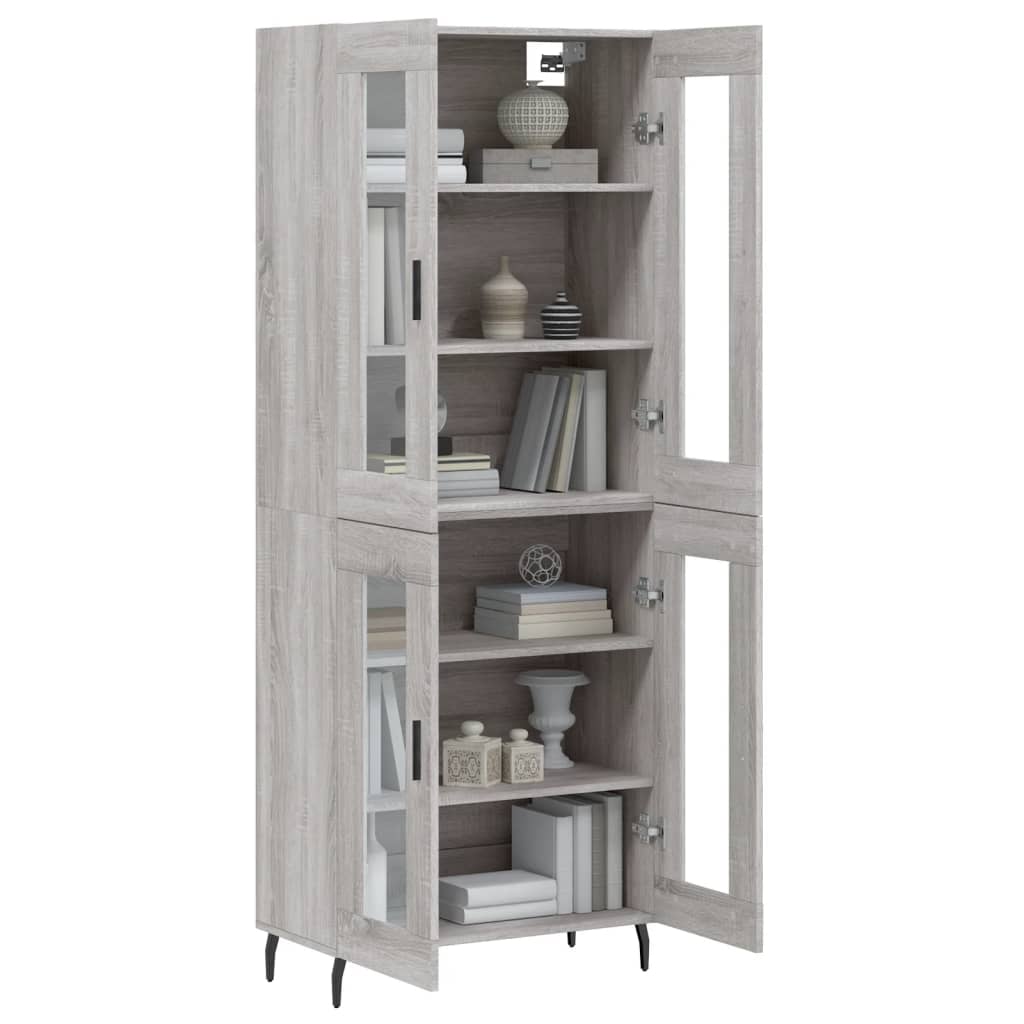 vidaXL Hoge kast 69,5x34x180 cm bewerkt hout grijs sonoma eikenkleurig