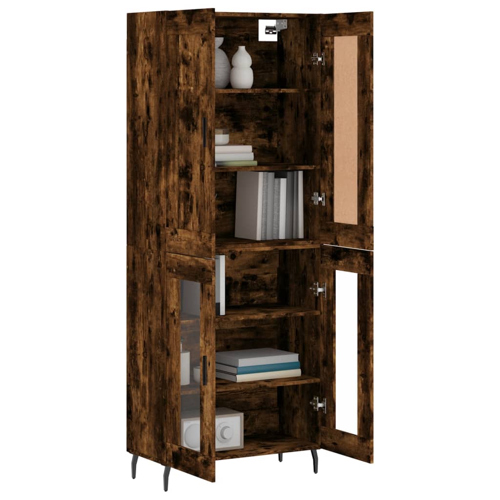 vidaXL Hoge kast 69,5x34x180 cm bewerkt hout gerookt eikenkleurig