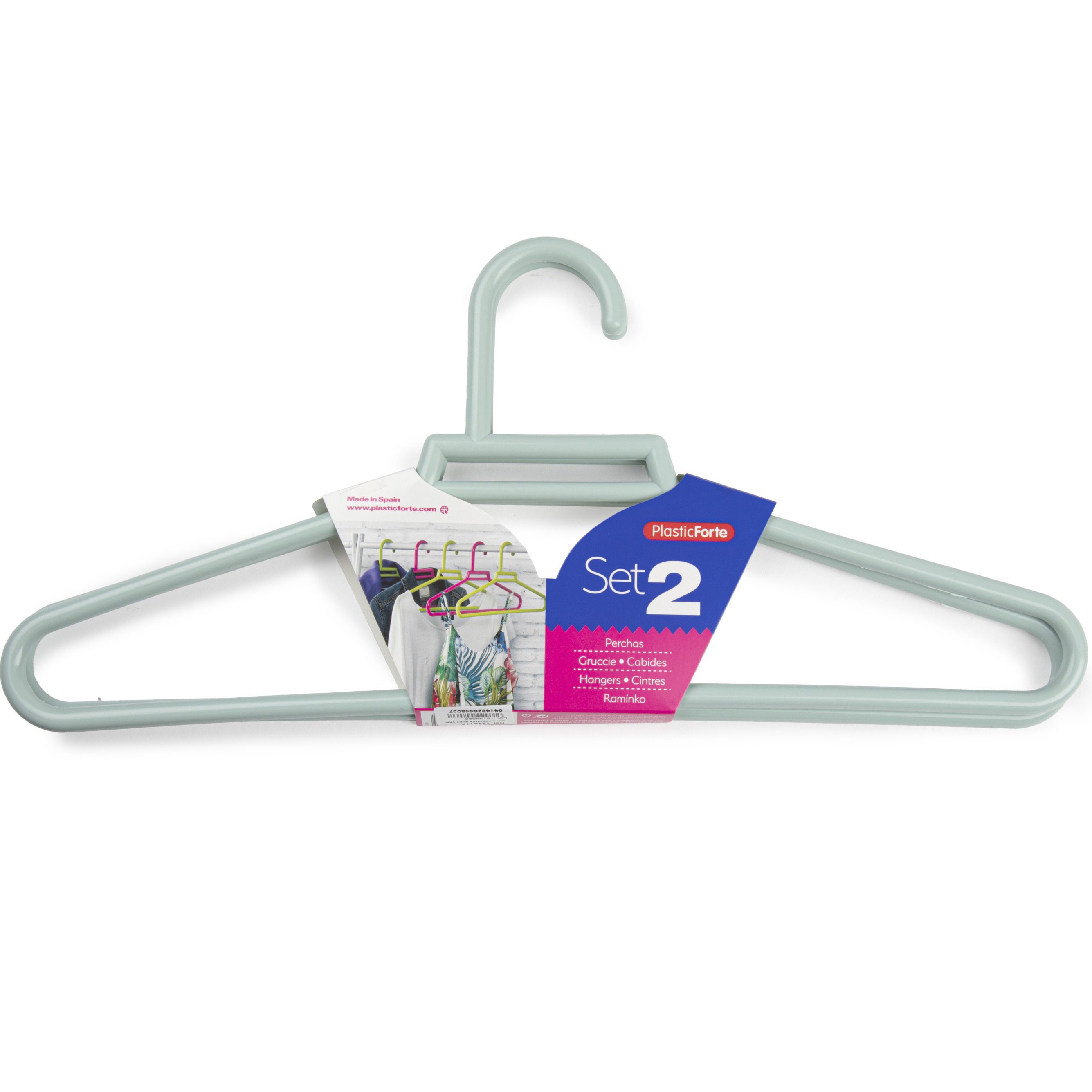 PlasticForte Kledinghangers - 2x - mintgroen - kunststof - cm -