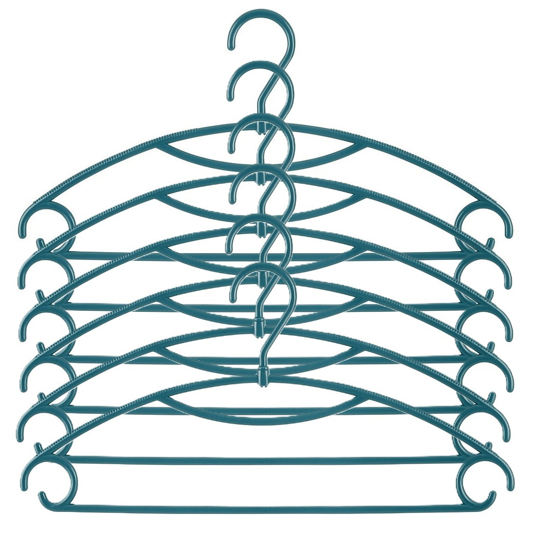 5five Kledinghangers - 16x stuks - geribbeld kunststof - petrol - x 20 cm -