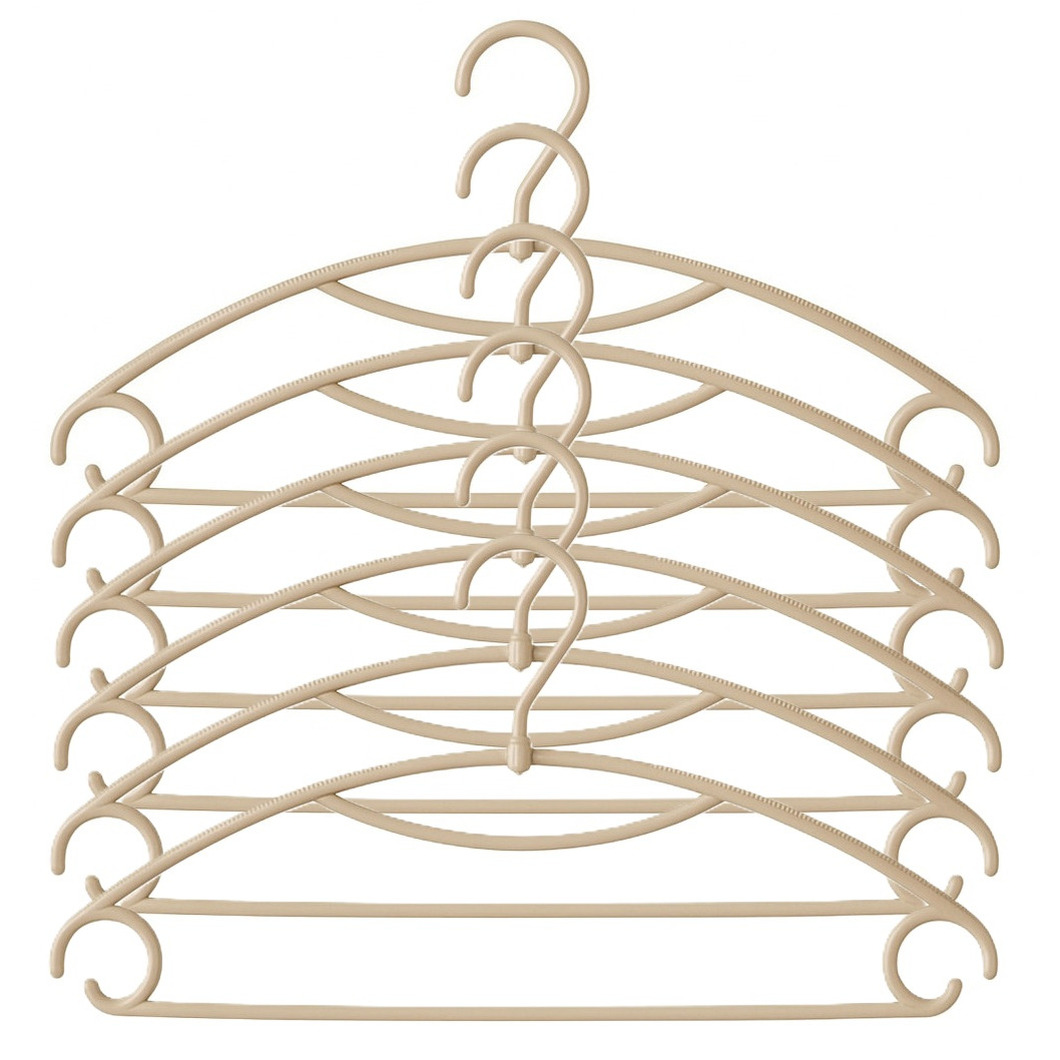 5five Kledinghangers - 40x stuks - geribbeld kunststof - beige - x 20 cm -