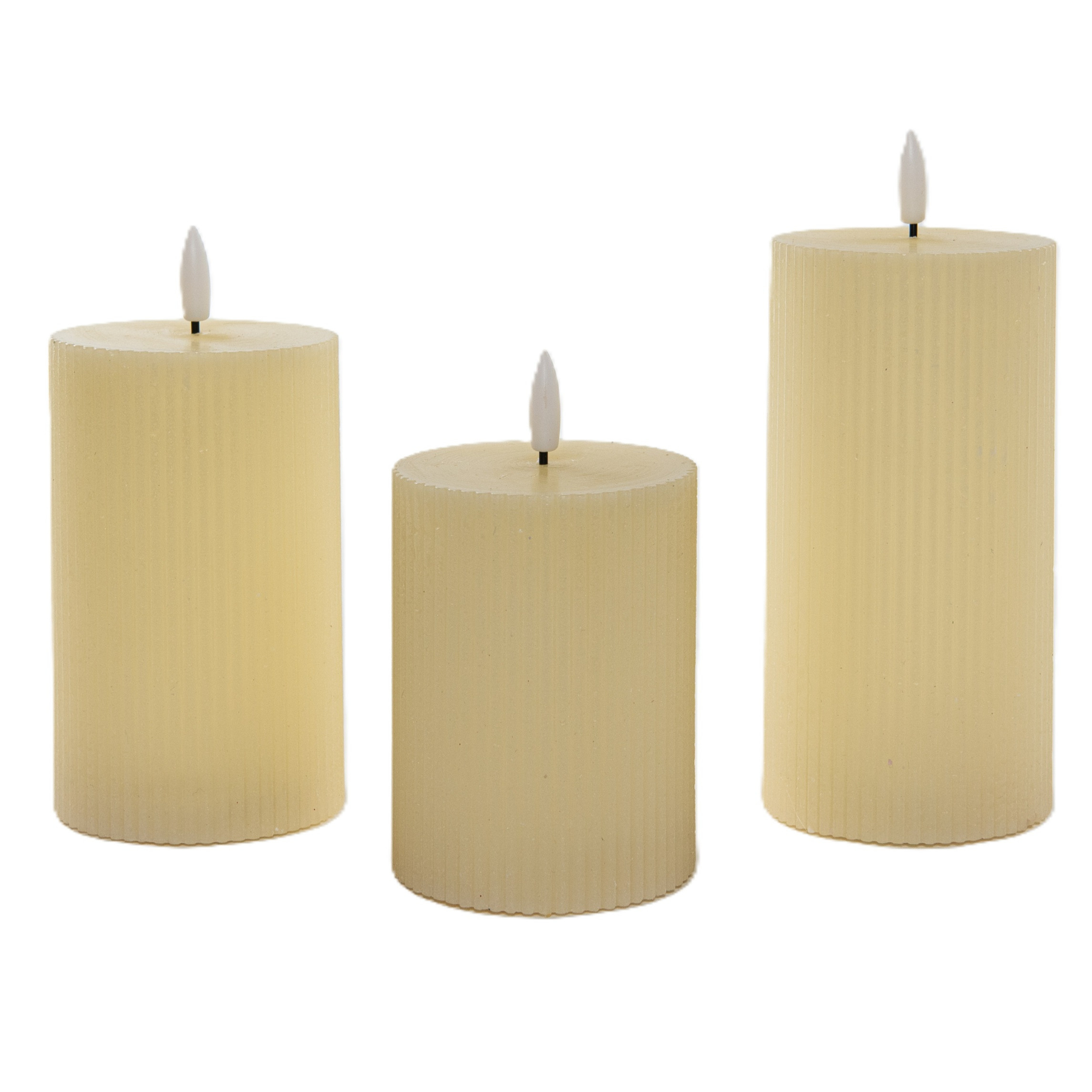 Anna's Collection Anna Collection LED kaarsen set - 3x stuks - warm wit - ribbel - dikke kaarsen -